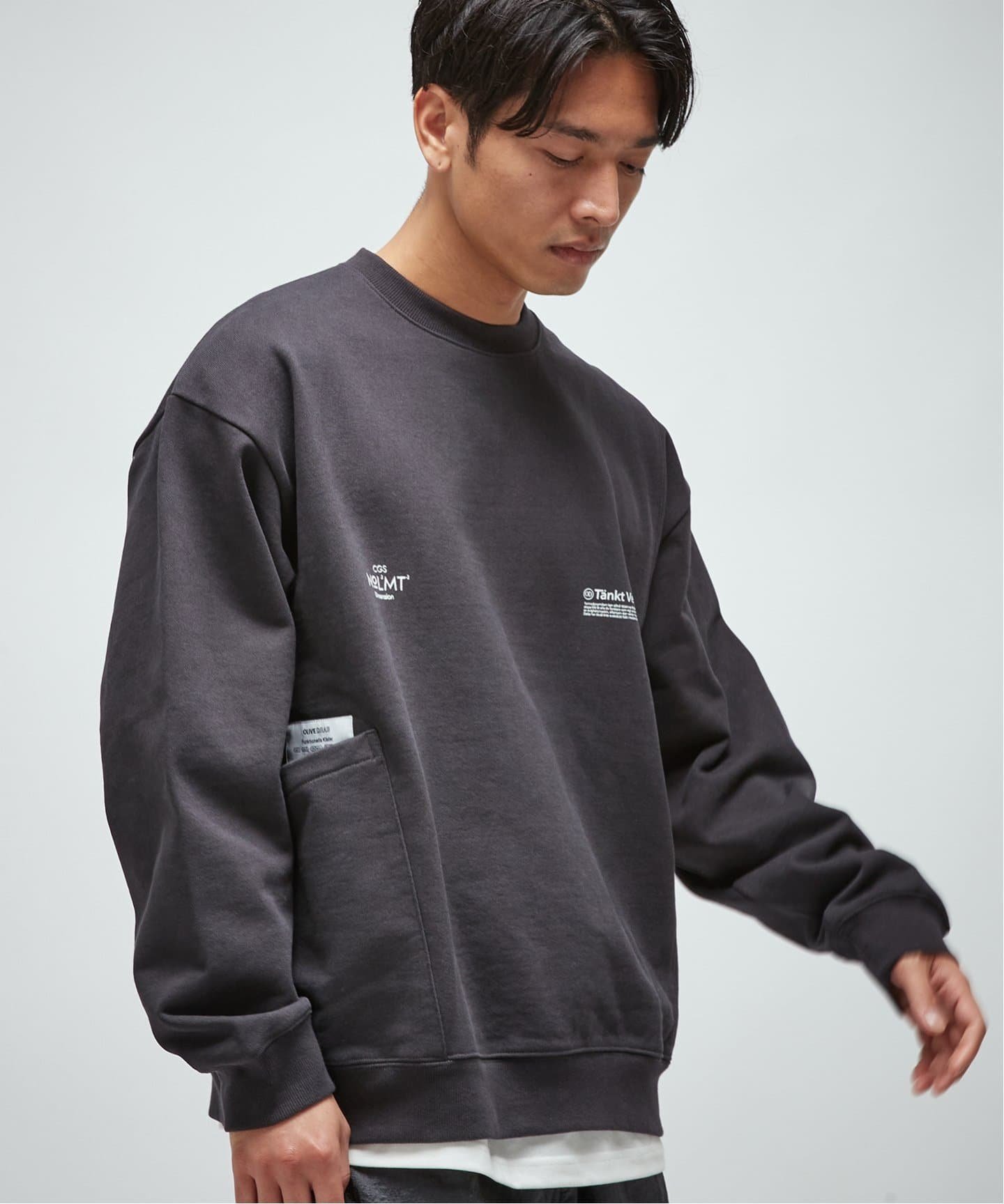 B.C STOCK OLIVEDRAB CARRY ポケット スウェット ベーセーストック トップス スウェット・トレーナー グレー ブラック ホワイト【送料無料】