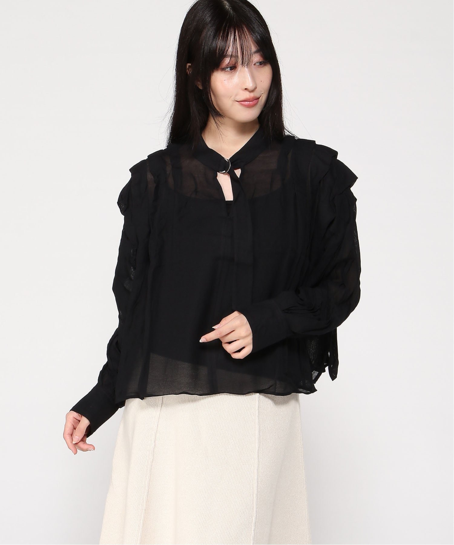 BANANA REPUBLIC (W)シアー プリーツ ショルダー トップス バナナ・リパブリック トップス その他のト..