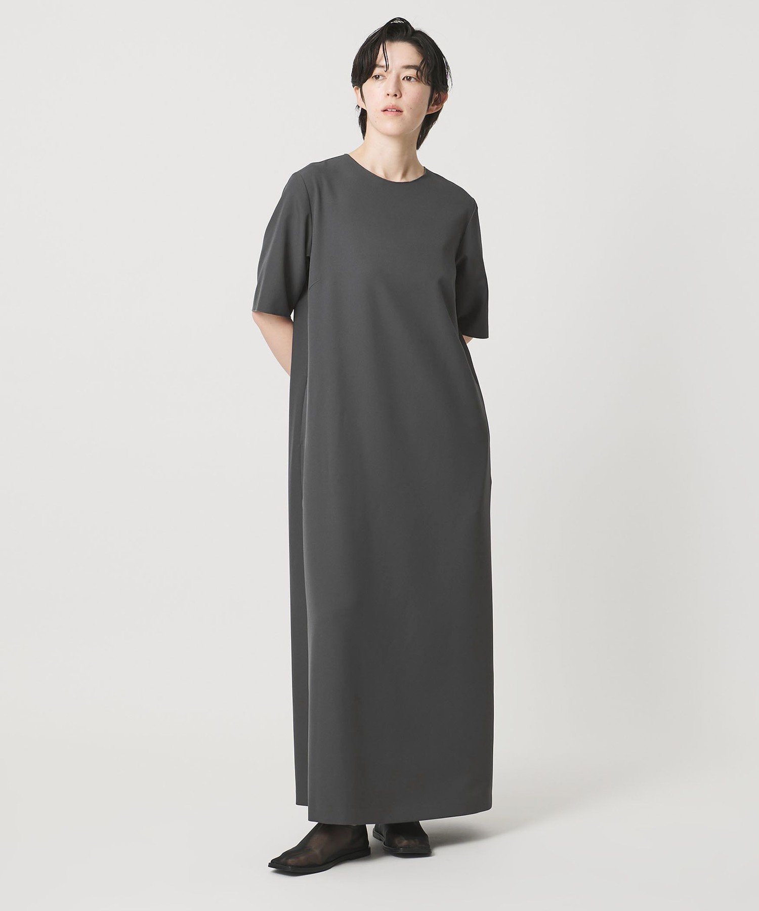 MARW UNITED ARROWS ＜MARW UNITED ARROWS＞5分袖 ベーシック ロング ワンピース ビューティー＆ユース　ユナイテッドアローズ ワンピース・ドレス ワンピース ネイビー ブラック グレー【送料無料】