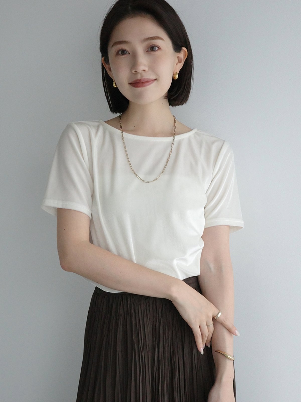 anuans トリアセベロアカットTシャツ アニュアンス トップス カットソー・Tシャツ ネイビー ベージュ ホワイト【送料無料】