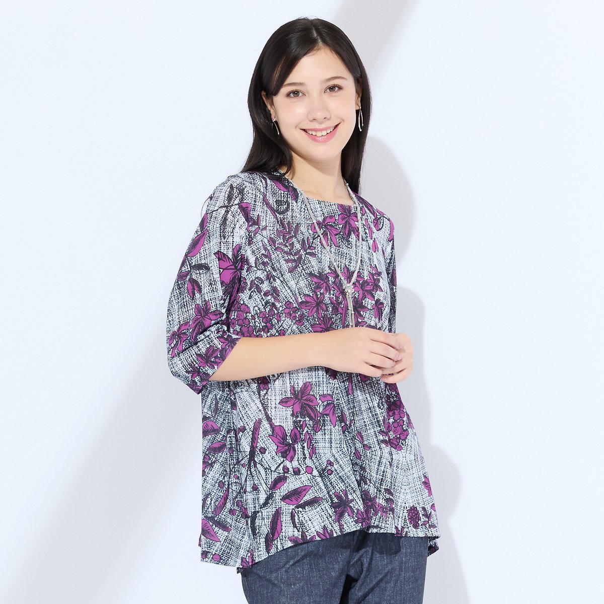 Liliane Burty 【M~4L】カノコプリントメッシュTシャツ リリアンビューティ トップス カットソー・Tシャツ ピンク ブルー