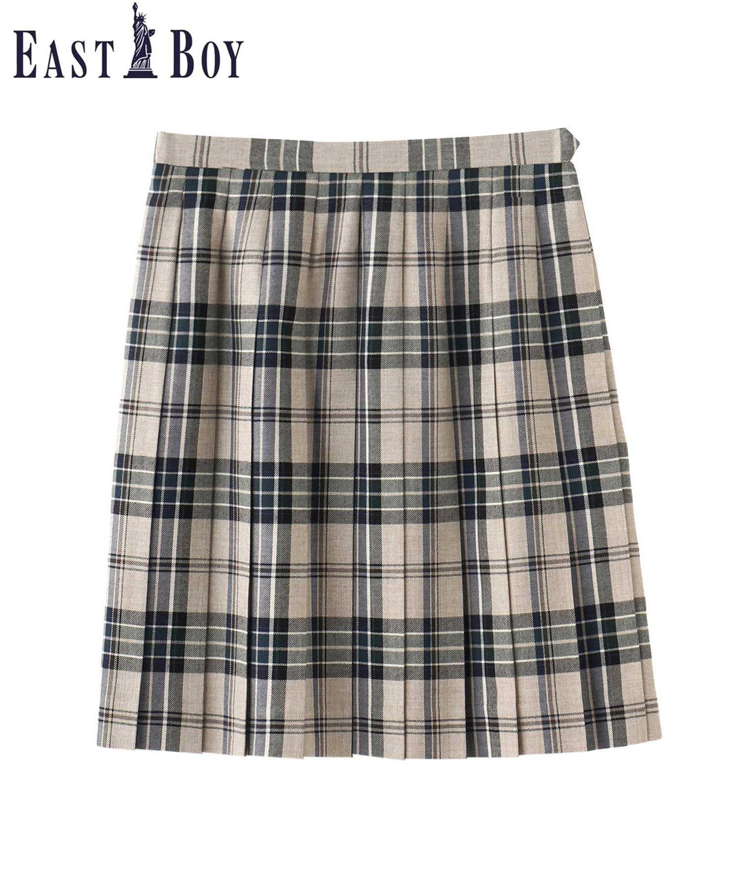 EASTBOY スカート チェック プリーツ 制服 通学 スクール 中学生 高校生 学校 イーストボーイ スカート その他のスカート グリーン ベージュ【送料無料】