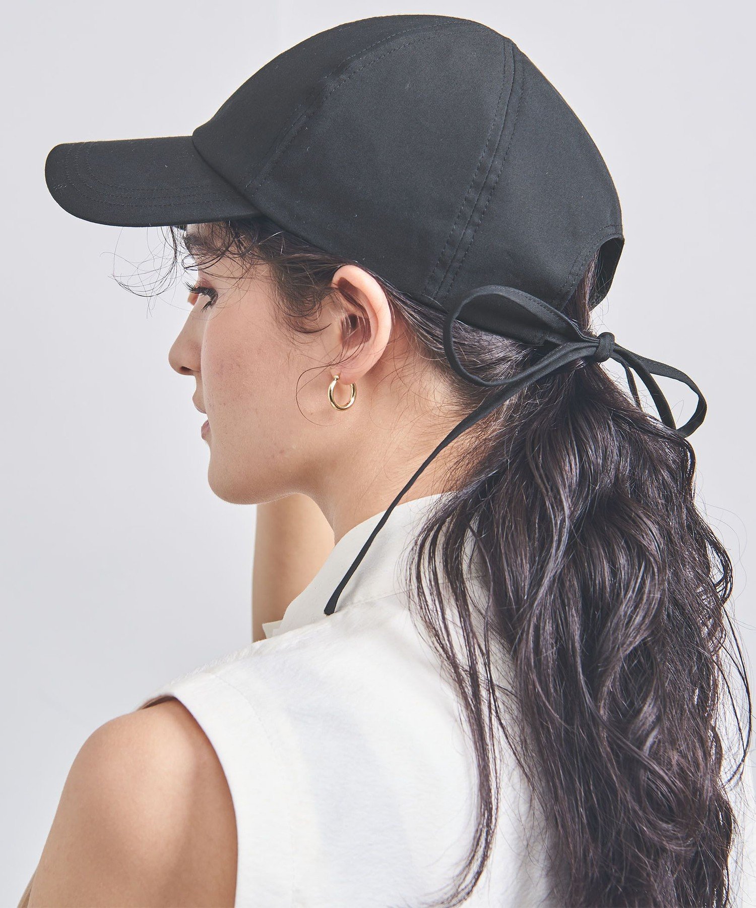 UNITED ARROWS バックリボン キャップ UV ユナイテッドアローズ 帽子 キャップ ブラウン ブラック【送料無料】のサムネイル