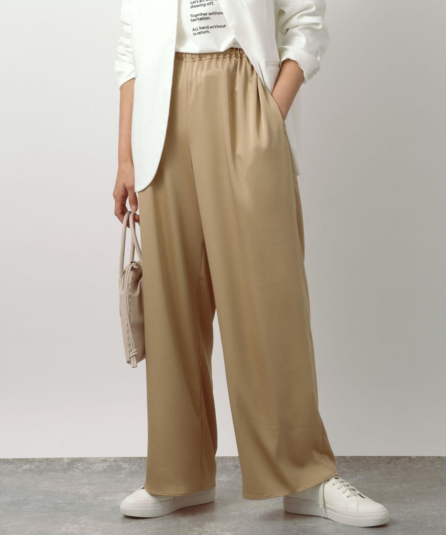 【SALE／40%OFF】BARNYARDSTORM サテンイージーパンツ バンヤードストーム パンツ その他のパンツ ネイビー ベージュ【送料無料】のサムネイル