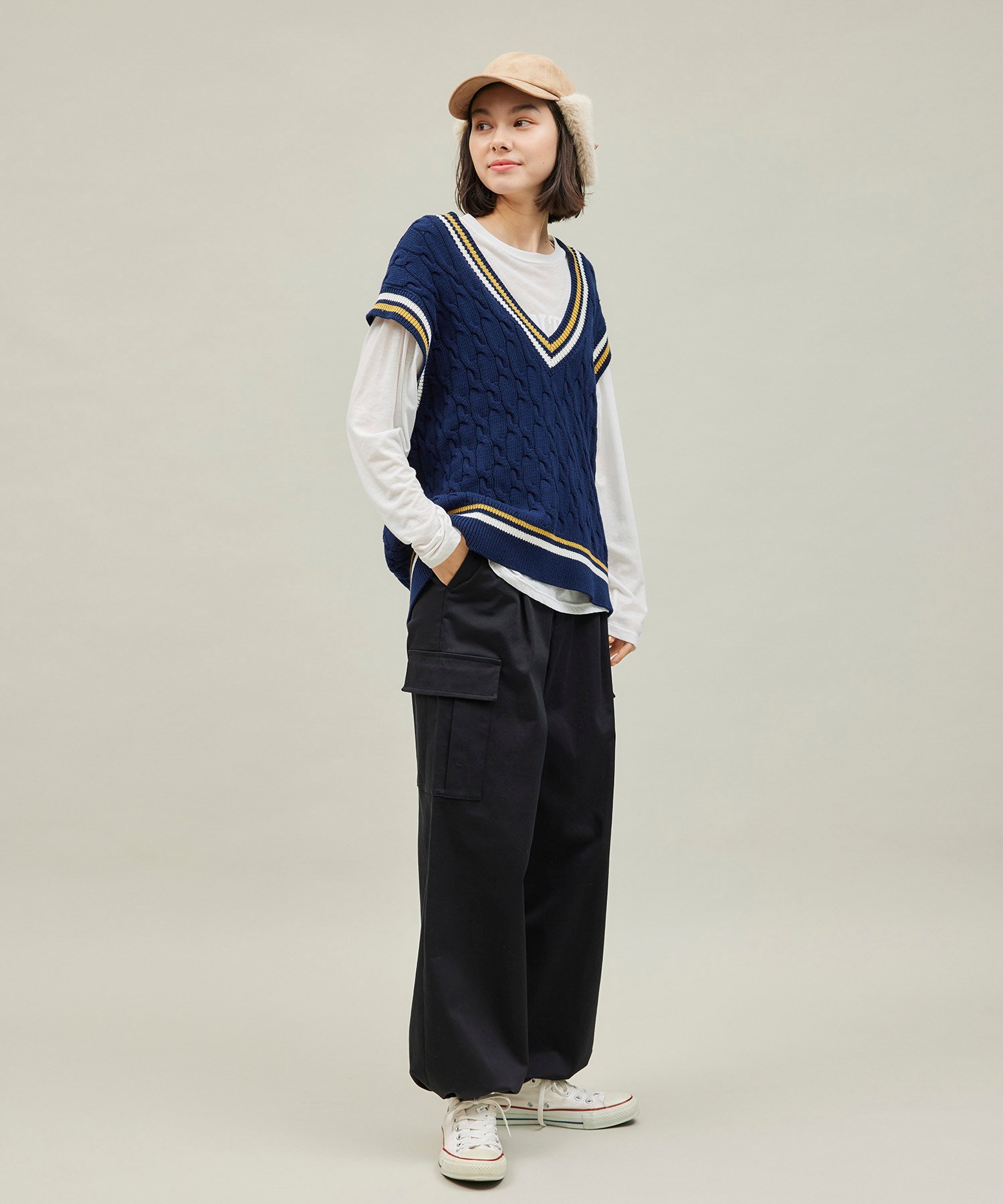 【SALE／50%OFF】ROPE' PICNIC R チノカーゴパンツ ロペピクニック パンツ カーゴパンツ ベージュ ブラック