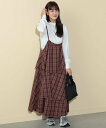 【SALE/50%OFF】BEAMS HEART WOMEN チェック柄 キャミソールワンピース * ロングスリーブTシャツ(セットアイテム) ビームス アウトレット ワンピース・ドレス その他のワンピース・ドレス オレンジ【送料無料】