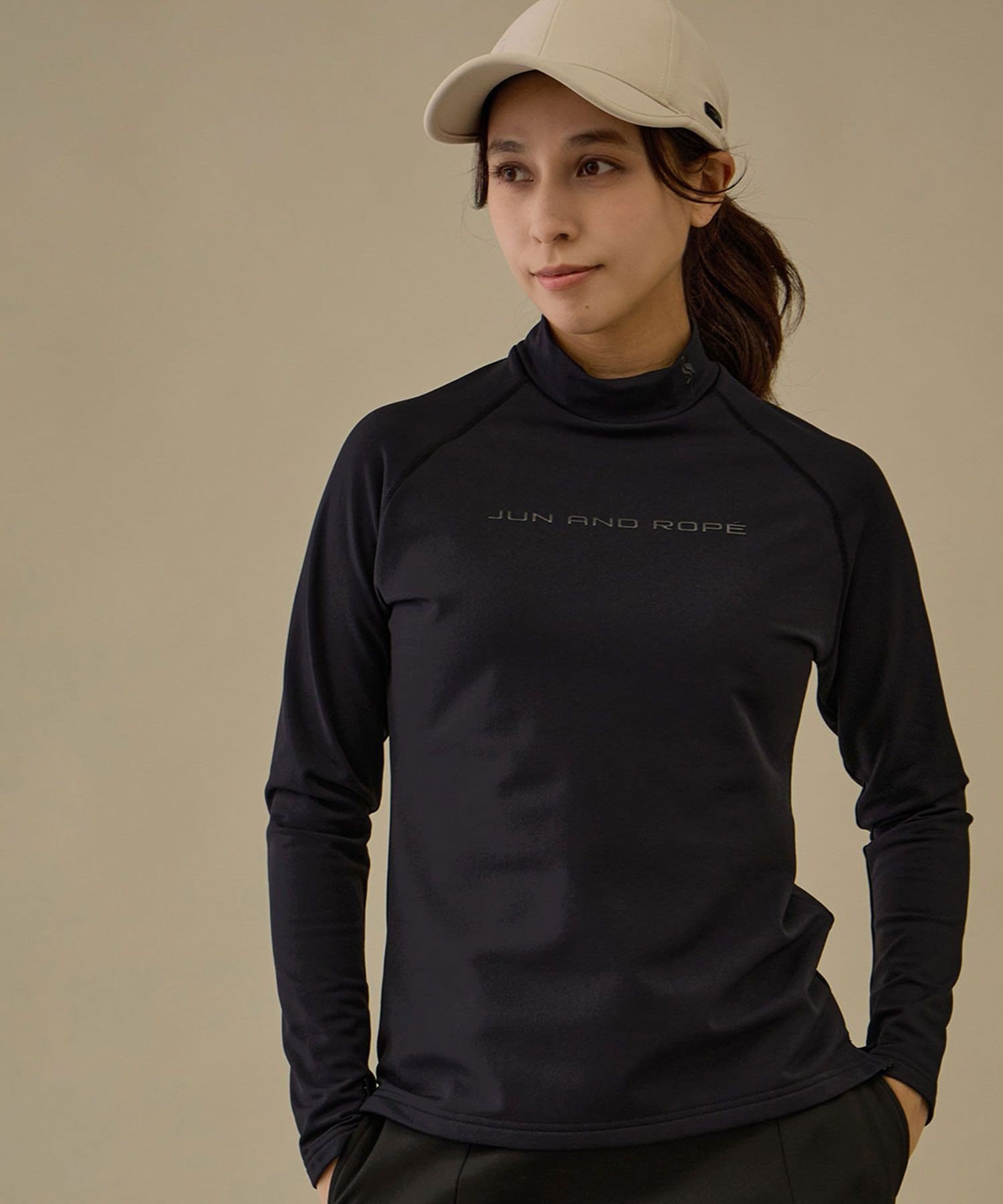 JUN&ROPE' 【NOIR】ウォームキーパーハイネック長袖トップス/保温 ジュンアンドロペ トップス カットソー・Tシャツ グレー ベージュ ホワイト ブラック