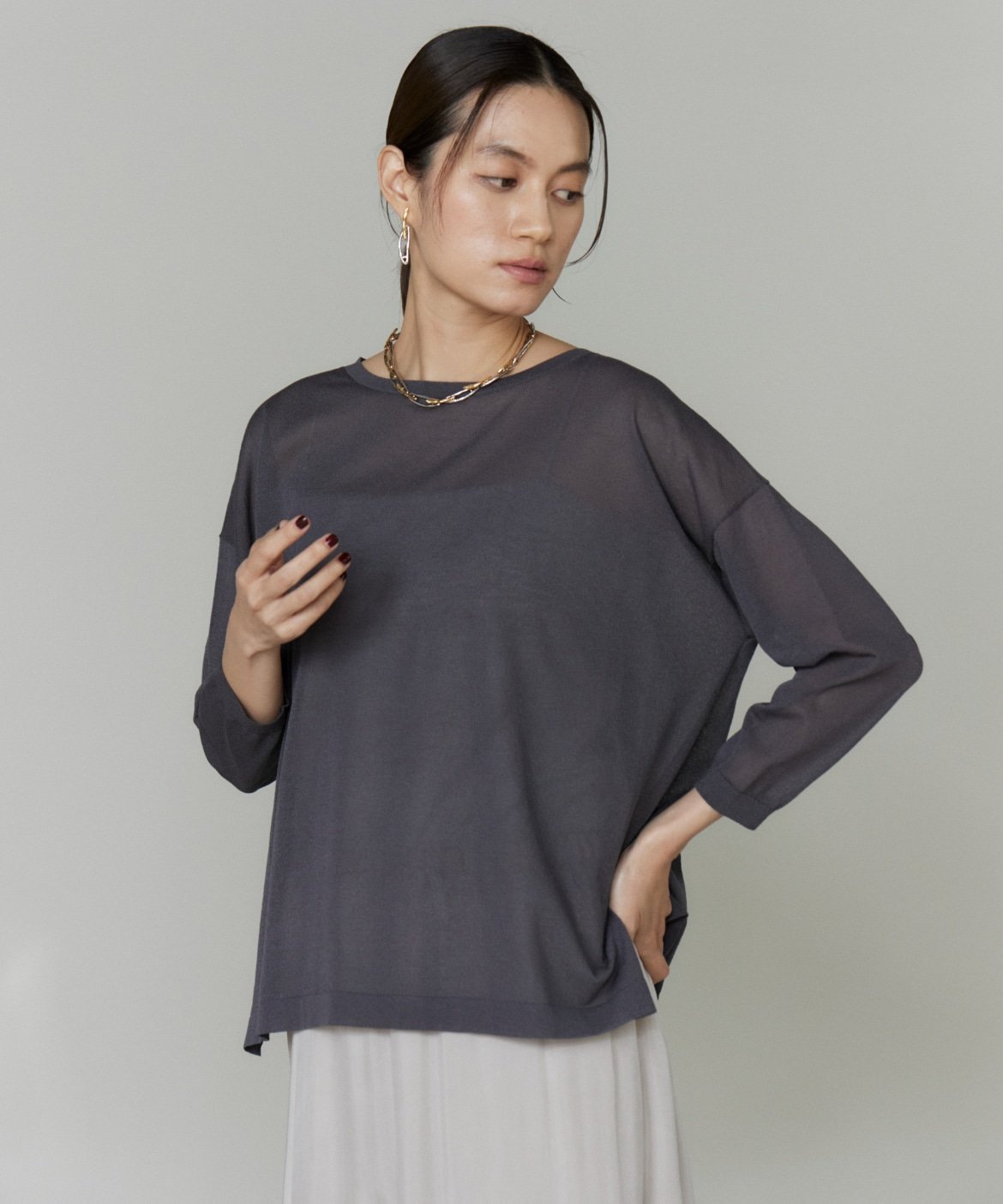 【SALE／50%OFF】INED オーバーサイズボートネックニット イネド トップス ニット ホワイト イエロー グレー グリーン【送料無料】
