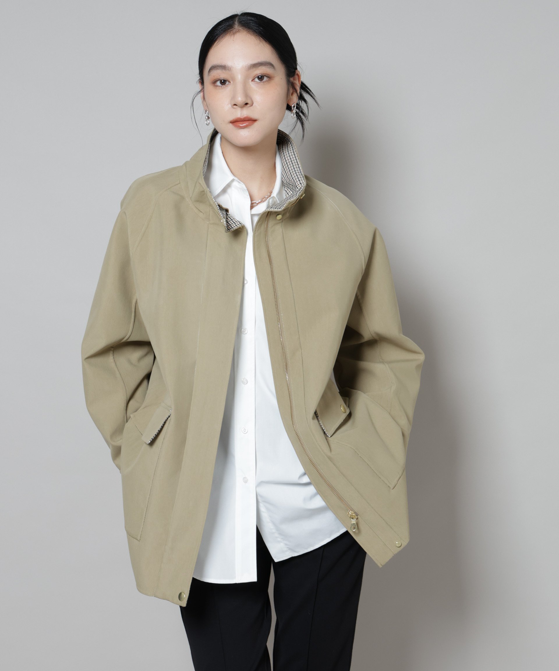 【SALE／40%OFF】NANO universe リバーチェックコンビコート ナノユニバース ジャケット・アウター その他のジャケット・アウター ベージュ ブラック【送料無料】 stylife-15282093 Rakuten Fashion サンプル画像2
