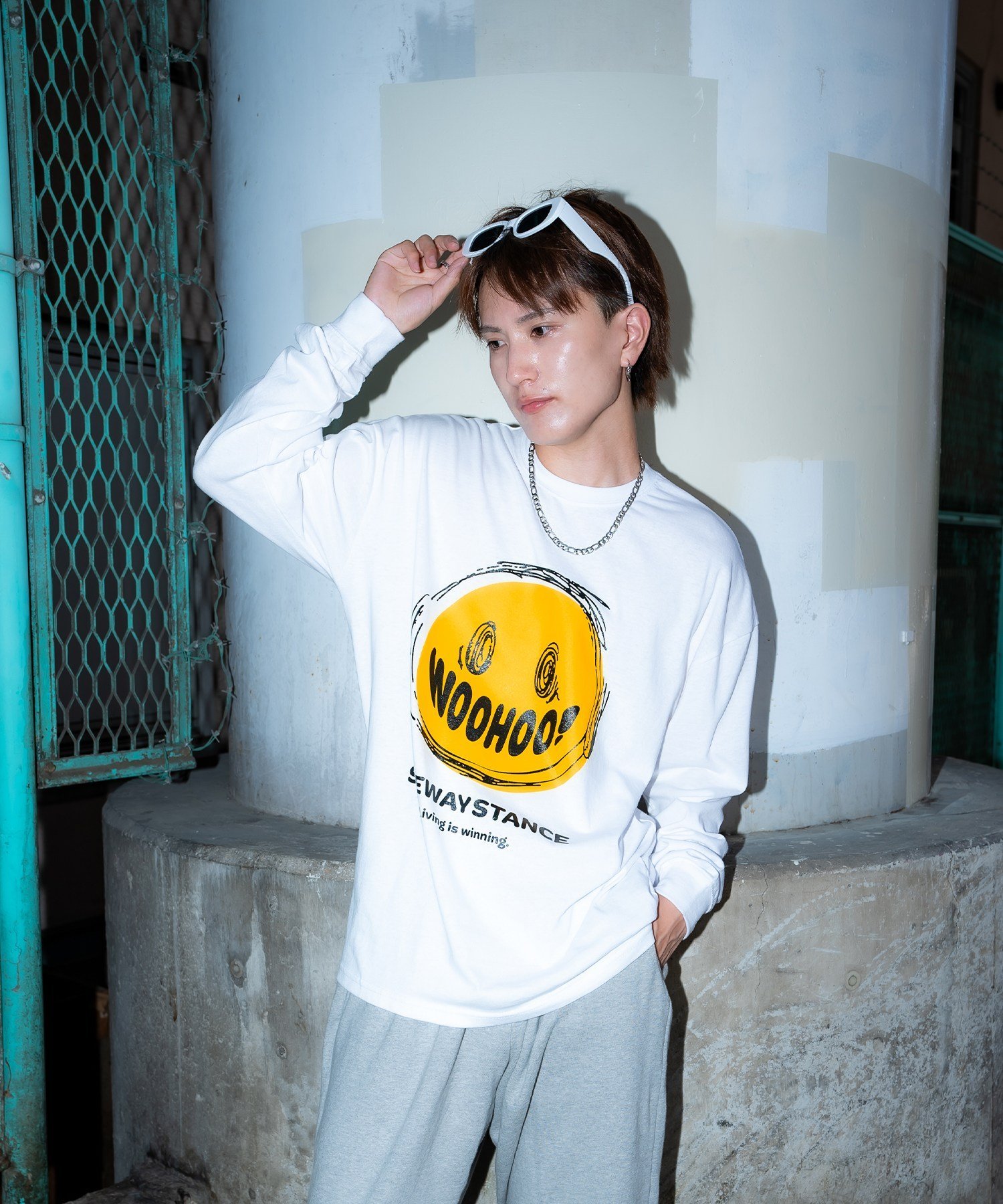【SALE／53%OFF】SIDEWAY STANCE SIDEWAY STANCE サイドウェイスタンス WOOHOOスマイル 長袖Tシャツ インプローブス トップス カットソー・Tシャツ ブラック ホワイト