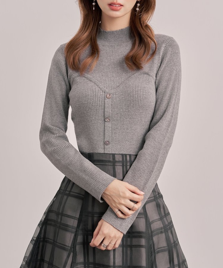 SAISON DE PAPILLON ビスチェ風リブ編みニットトップス セゾン・ド・パピヨン トップス ニット ブラッ..