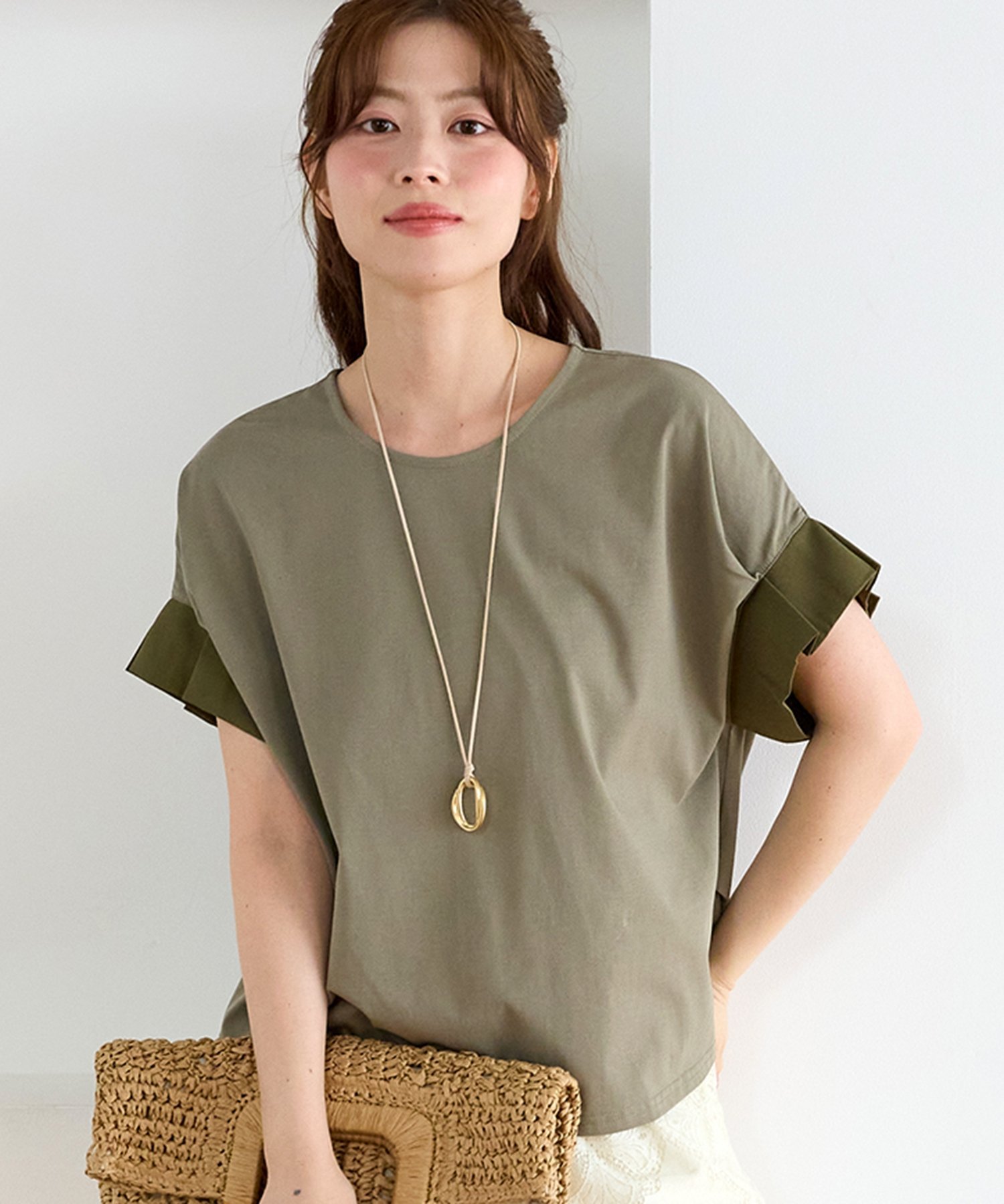 le.coeur blanc ドライコットンタックスリーブプルオーバー ルクールブラン トップス カットソー・Tシャツ グレー ホワイト ブラック グリーン