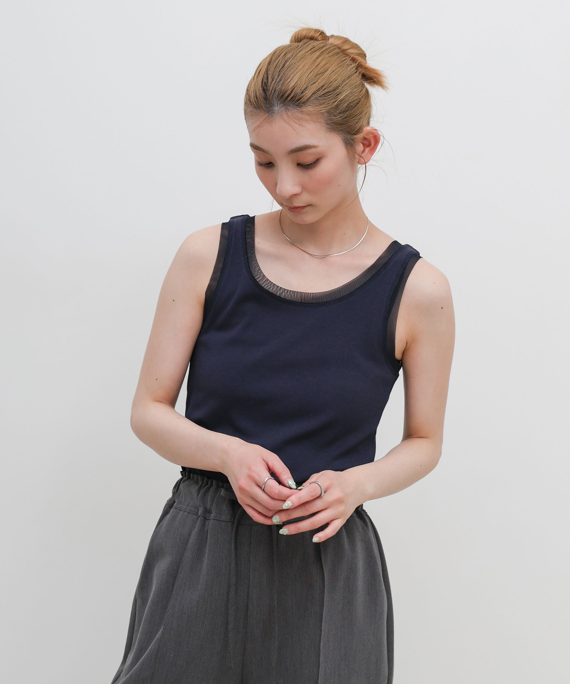 SELECT MOCA リブチュールドッキングタンクトップ セレクトモカ トップス ノースリーブ・タンクトップ