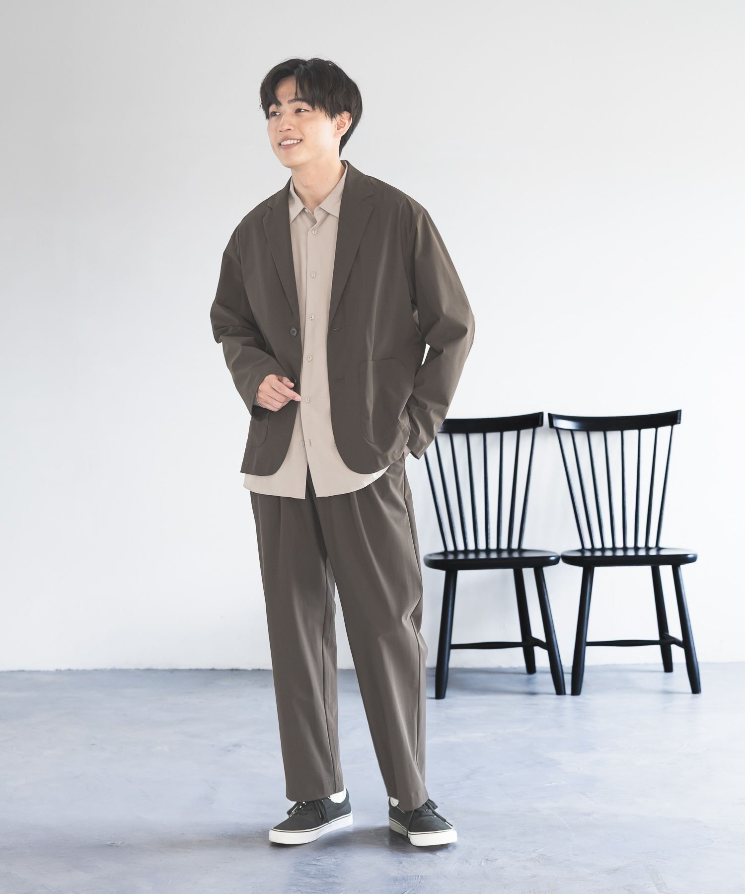 GLOBAL WORK イージーケアストレッチ/テーパードパンツ/638679 グローバルワーク トップス その他のトップス ネイビー ブラウン