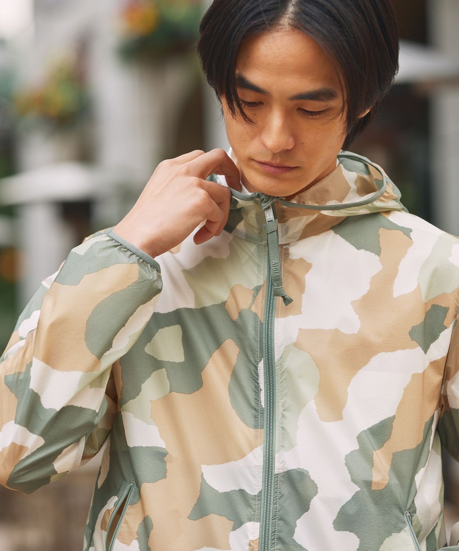 【SALE／50%OFF】AIGLE 超軽量 撥水 プリントジャケット RP エーグル ジャケット・アウター ナイロンジャケット グレー グリーン【送料無料】