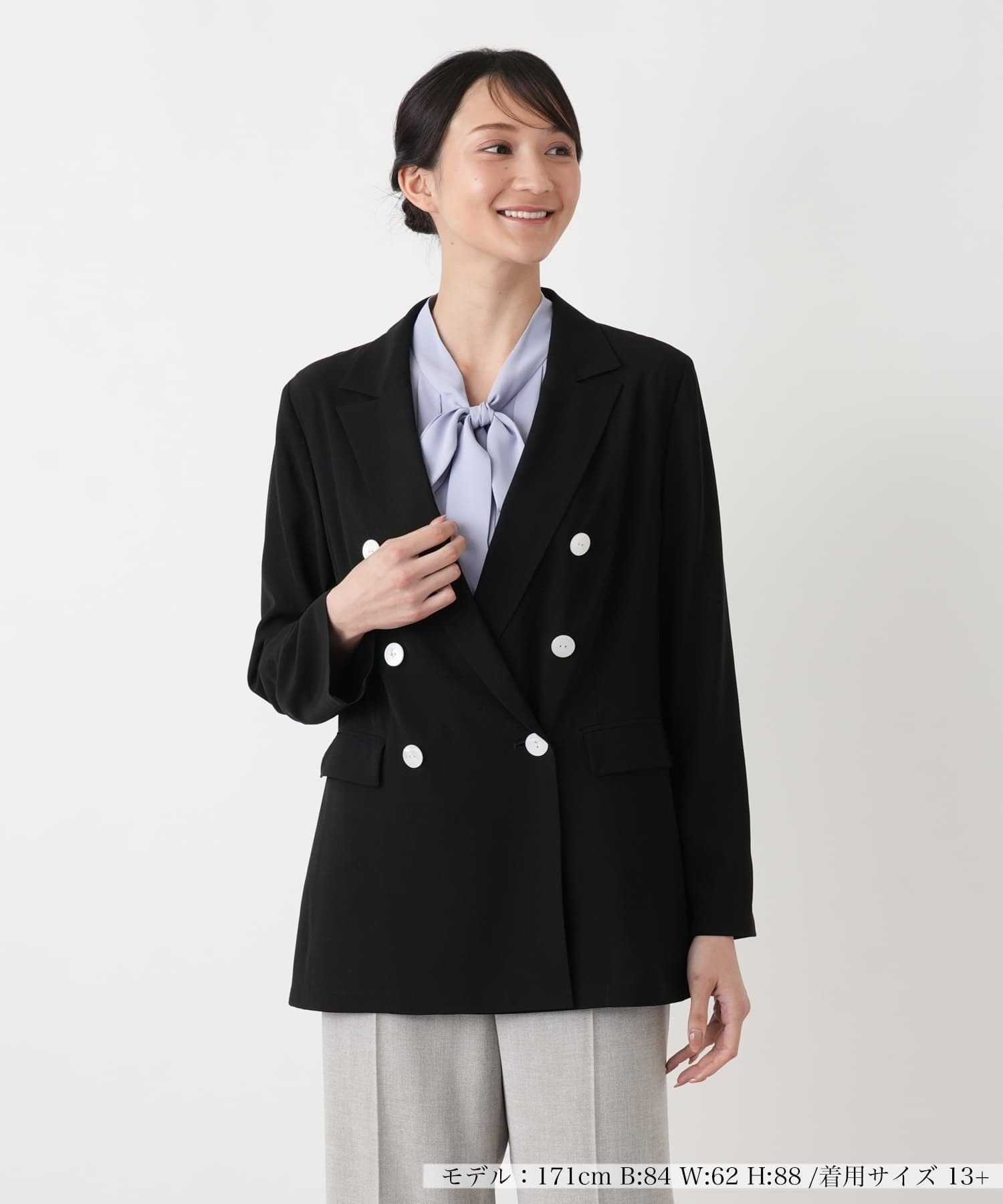 Leilian PLUS HOUSE ブレザー【プラス企画】 レリアン プラスハウス ジャケット・アウター テーラードジャケット・ブレザー ブラック ブラウン