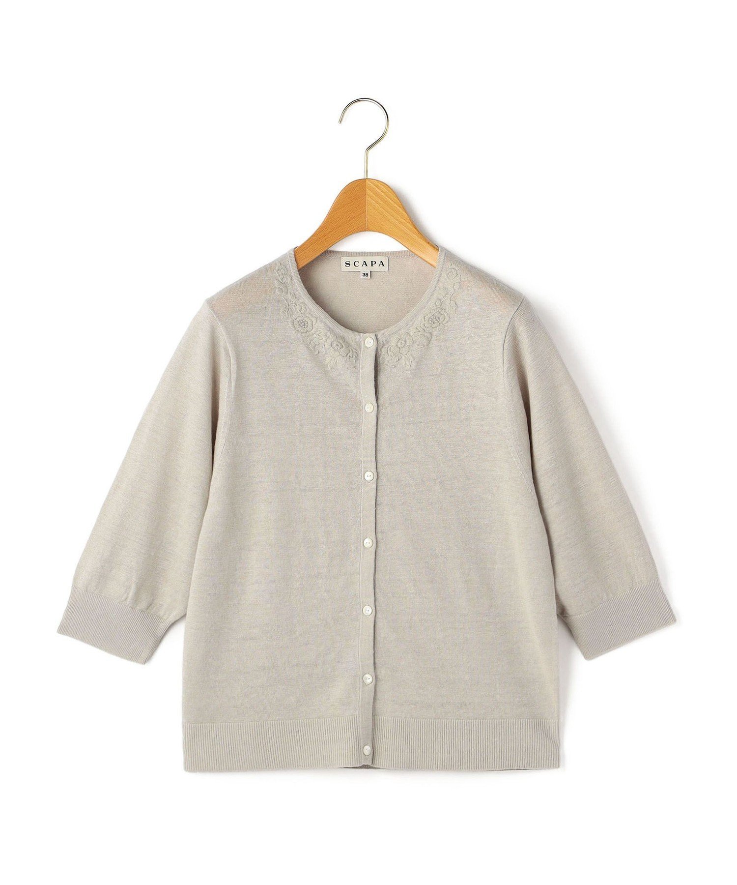 【SALE／44%OFF】SCAPA エンブロイダリーニットカーディガン スキャパ トップス ニット グレー ネイビー【送料無料】