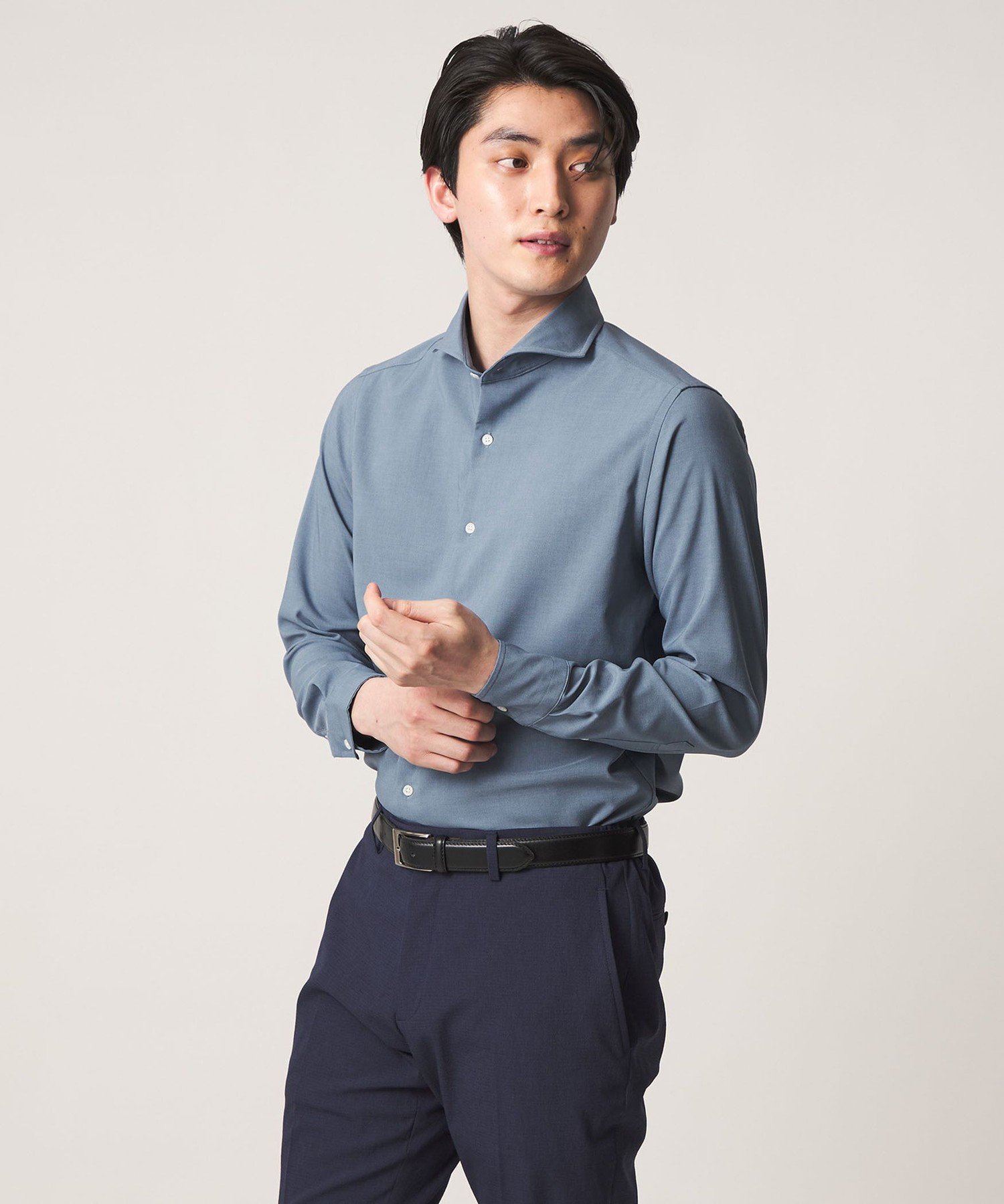 【SALE／30%OFF】a day in the life ハイツイスト カッタウェイカラーシャツ-イージーケア・吸水速乾-＜A DAY IN THE LIFE＞ ユナイテッドアローズ アウトレット トップス シャツ・ブラウス ブルー ホワイト【送料無料】