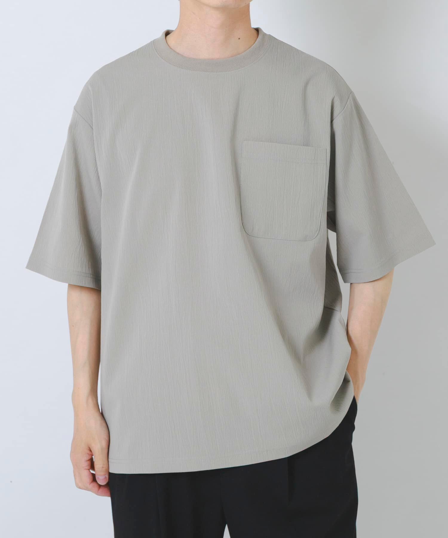 ITEMS 『接触冷感/吸水速乾』クールタッチクレープジョーゼットTシャツ アーバンリサーチアイテムズ トップス カットソー・Tシャツ ベージュ ブラック グレー