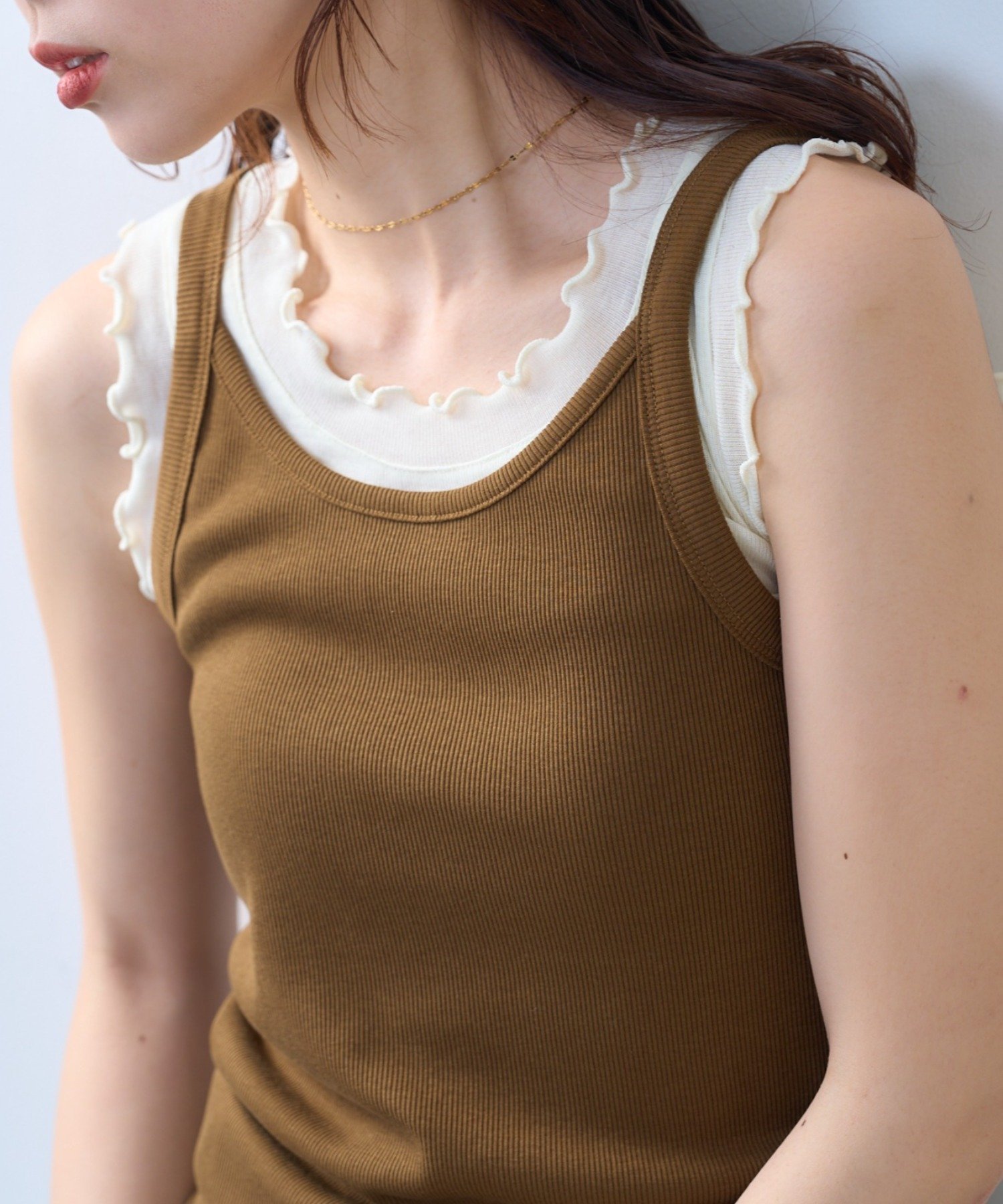 【willow】シアータンクリブキャミセット チャオパニックティピー トップス カットソー・Tシャツ ホワイト ブラウン