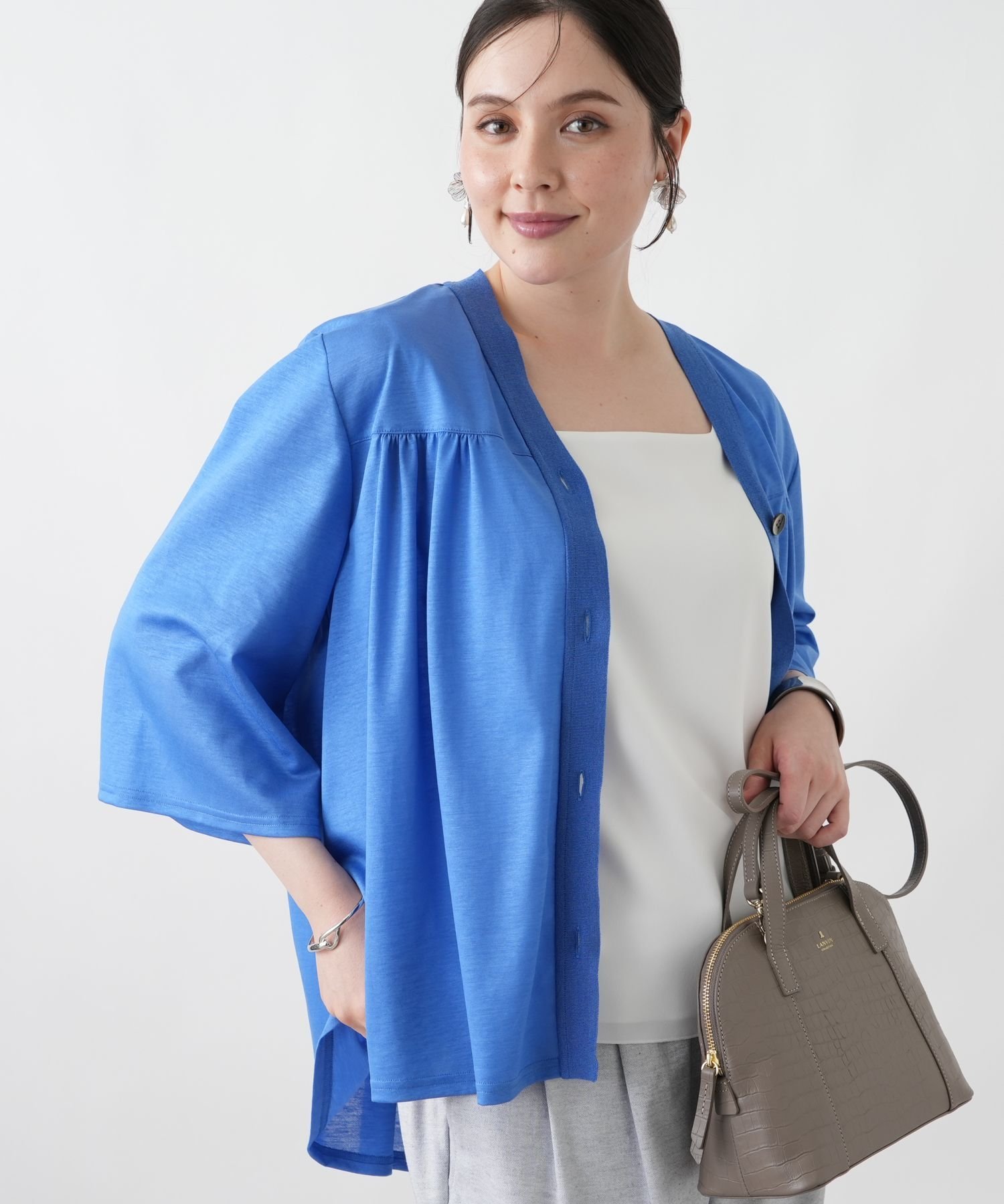 【SALE／20%OFF】Leilian PLUS HOUSE カーディガン【Leilian WHITE LABEL】 レリアン　プラスハウス トップス カーディガン ネイビー ホワイト【送料無料】