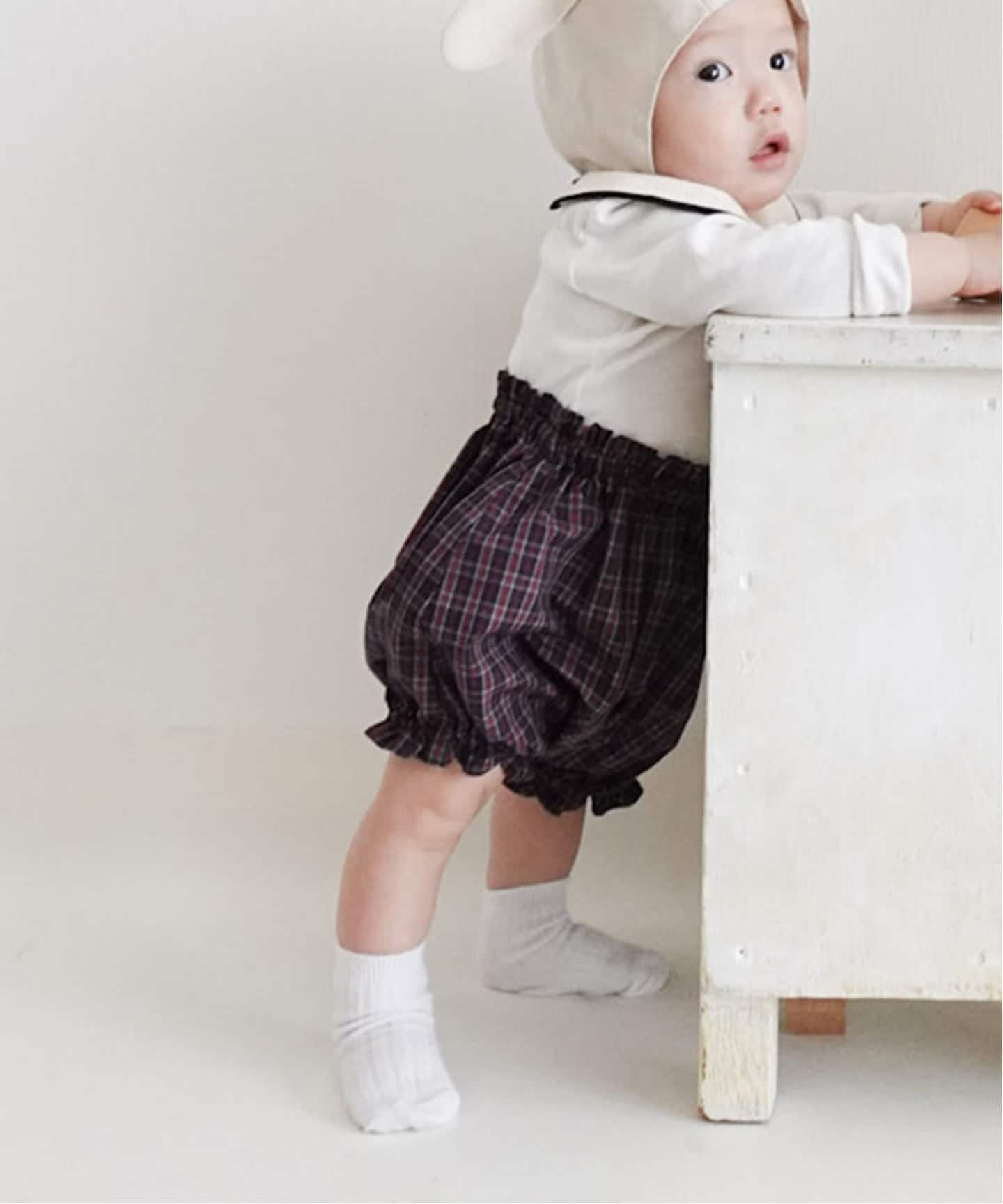 IENA ENFANT 【ireiru/イレイル】 tartancheck gathered bloomer baby イエナ アンファン マタニティウェア・ベビー用品 ベビー肌着・新生児服 ワインレッド カーキグリーン