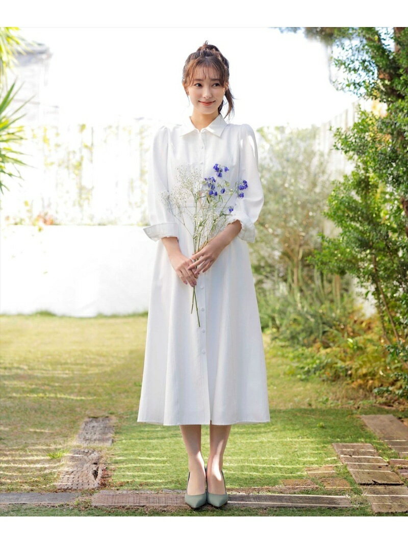 Swingle ベルト付きカラーステッチシャツワンピース スウィングル ワンピース・ドレス その他のワンピース・ドレス ベージュ ホワイト ネイビー【送料無料】のサムネイル