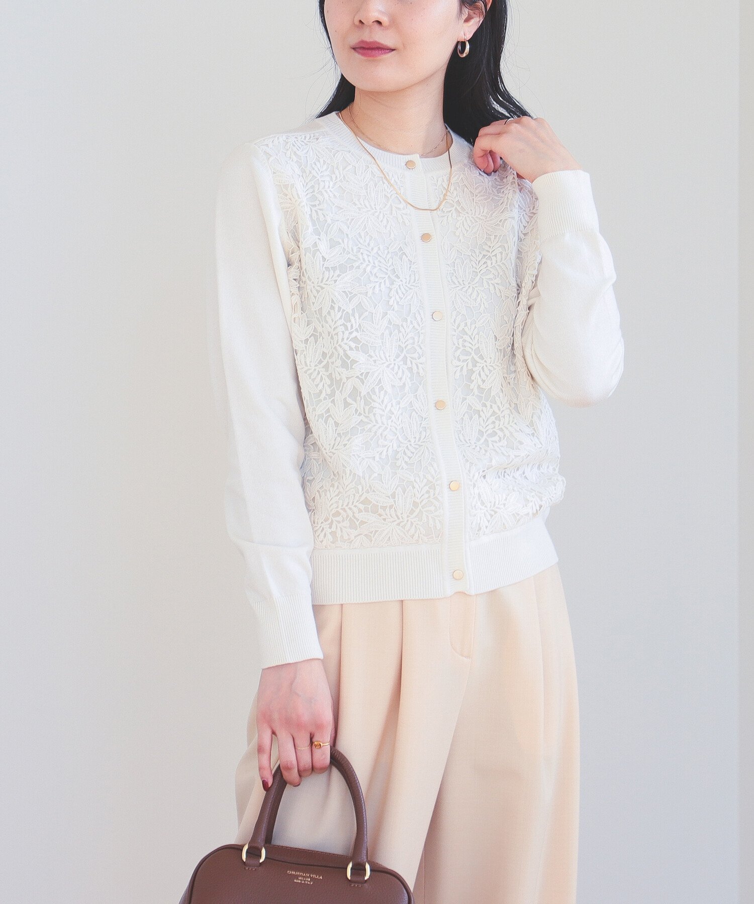 BEAMS HEART WOMEN BEAMS HEART / フロントレース カーディガン ビームス ハート トップス ニット ホワイト ブラック ブラウン【送料無料】のサムネイル