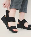 FashionLetter ゴムストラップ コンフォートサンダル ビーフラット シューズ・靴 サンダル ブラック グレー【送料無料】