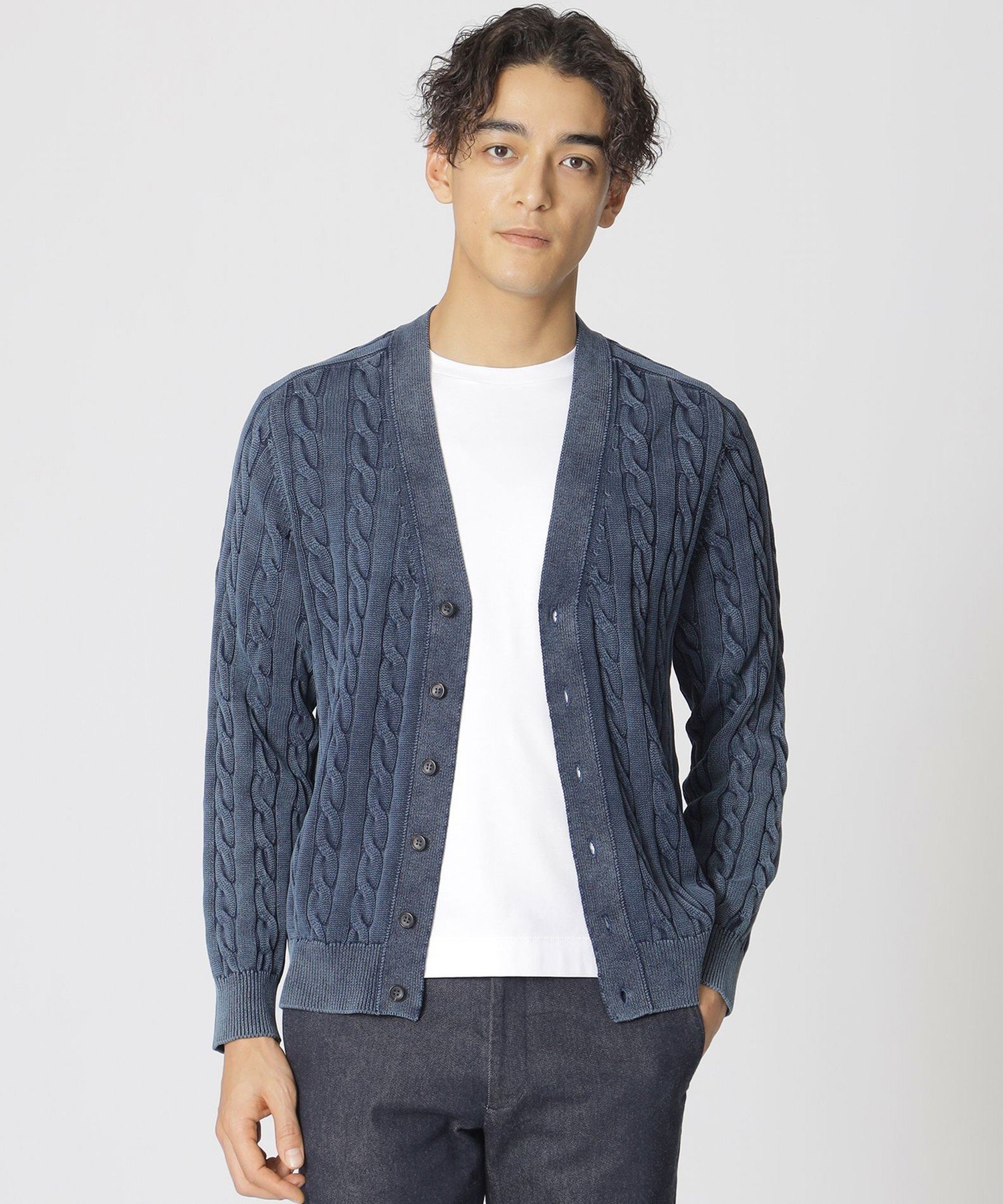 【SALE／40%OFF】Paul Stuart フェーデットケーブルカーディガン ポール・スチュア