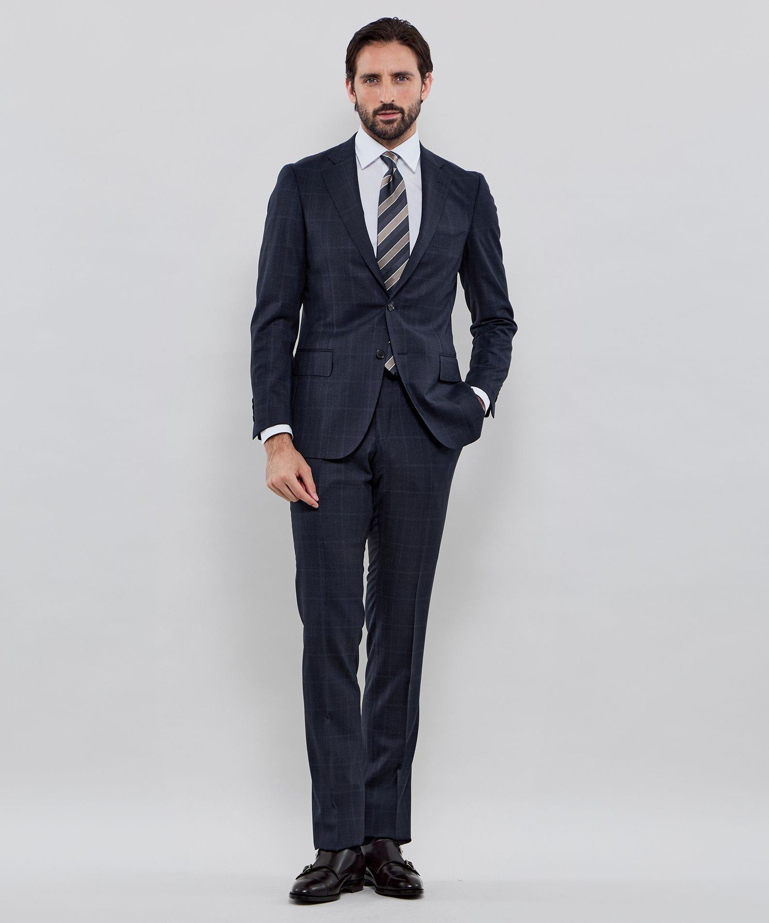 MACKINTOSH LONDON 【NEW BRIDGE】Super150's コンビネーションチェックネイビースーツ マッキントッシュ ロンドン スーツ・フォーマル スーツジャケット ネイビー【送料無料】