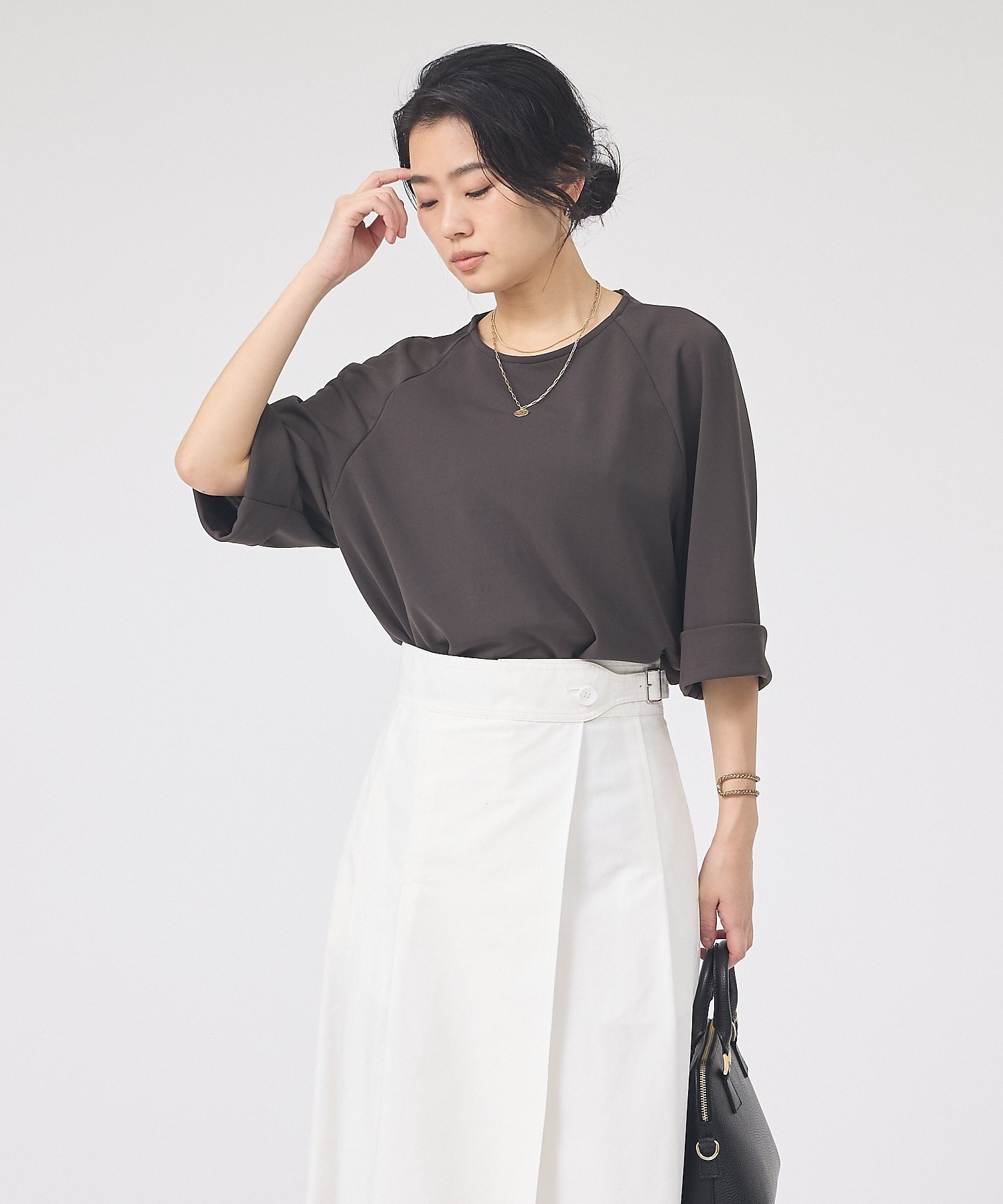 Rouge vif la cle ダンボールゆったりブラウス/カットソー/半袖 ルージュ・ヴィフ ラクレ トップス シャツ・ブラウス グレー