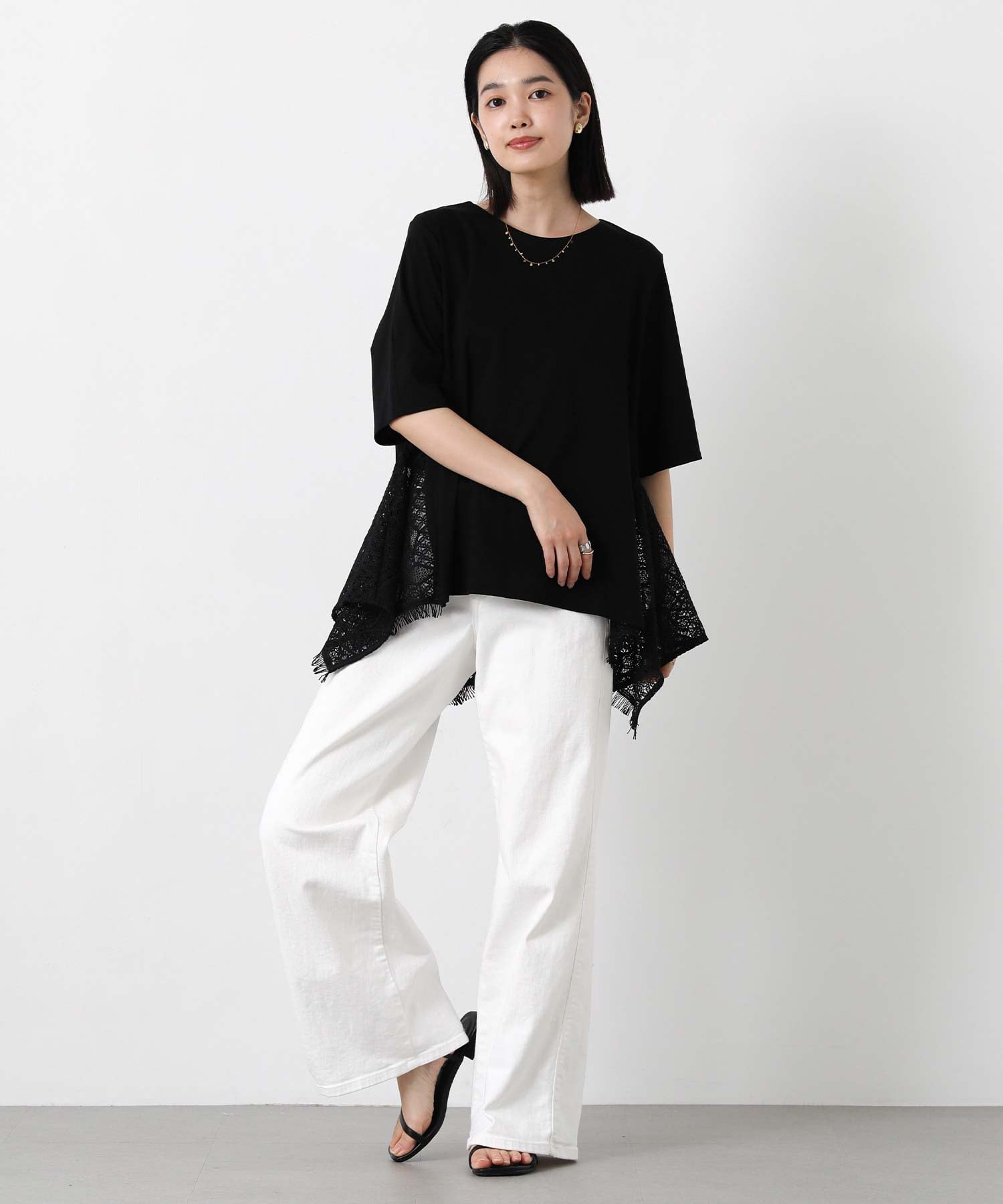 Gready Brilliant/(W)2_レースハンカチヘムPO グレディブリリアン トップス カットソー・Tシャツ ブラック ブラウン