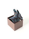 m.f.editorial シルクネクタイ&チーフセット 小紋 タカキュー スーツ・フォーマル ネクタイ・蝶ネクタイ ブルー ブラウン【送料無料】