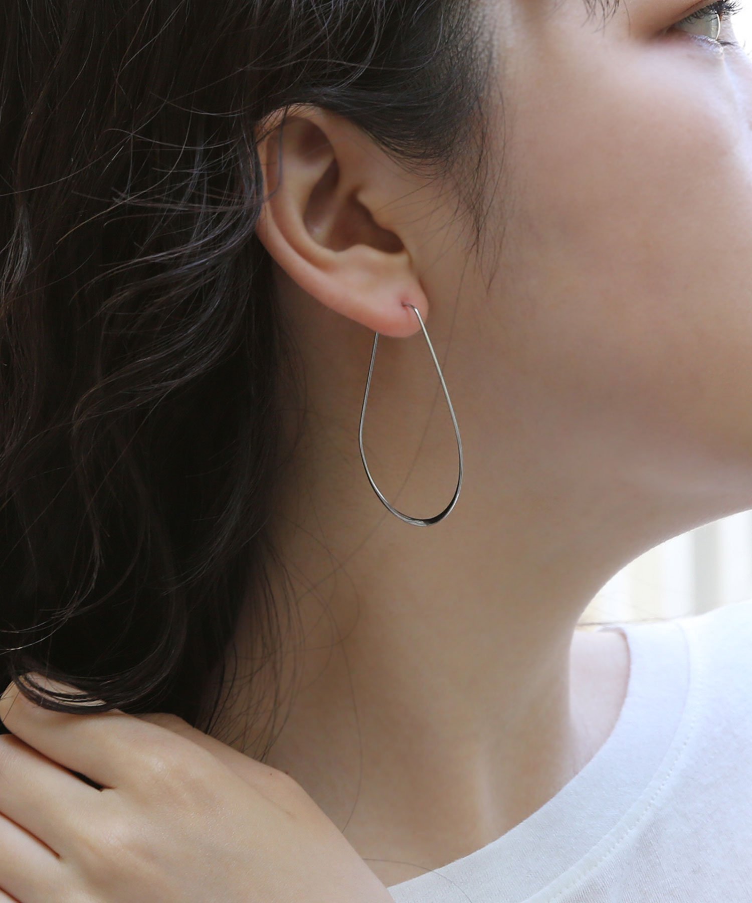 colleca la [stainless]ステンレス・ドロップフープピアス＜金属アレルギー対応＞ コレカラ アクセサリー・腕時計 ピアス シルバー ゴールドのサムネイル