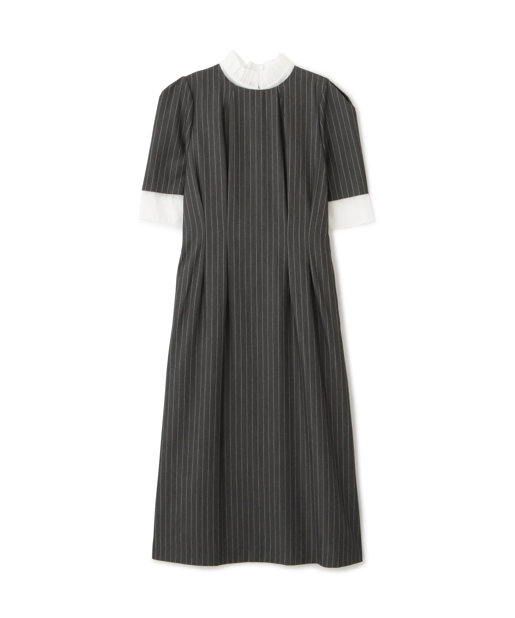 N. Natural Beauty Basic マルチウェイスタンドフリルピンストライプワンピース エヌ ナチュラルビューティーベーシック* ワンピース・ドレス ワンピース ベージュ グレー