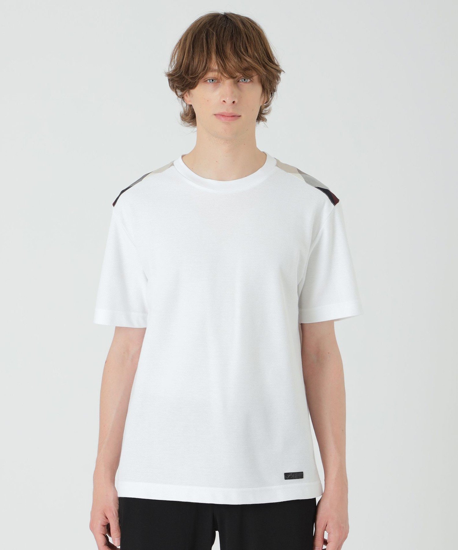 【SALE／37%OFF】BLACK LABEL CRESTBRIDGE ショルダーチェックハニカムTシャツ ブルーレーベル / ブラックレーベル・クレストブリッジ トップス その他のトップス ホワイト ブラック ネイビー【送料無料】