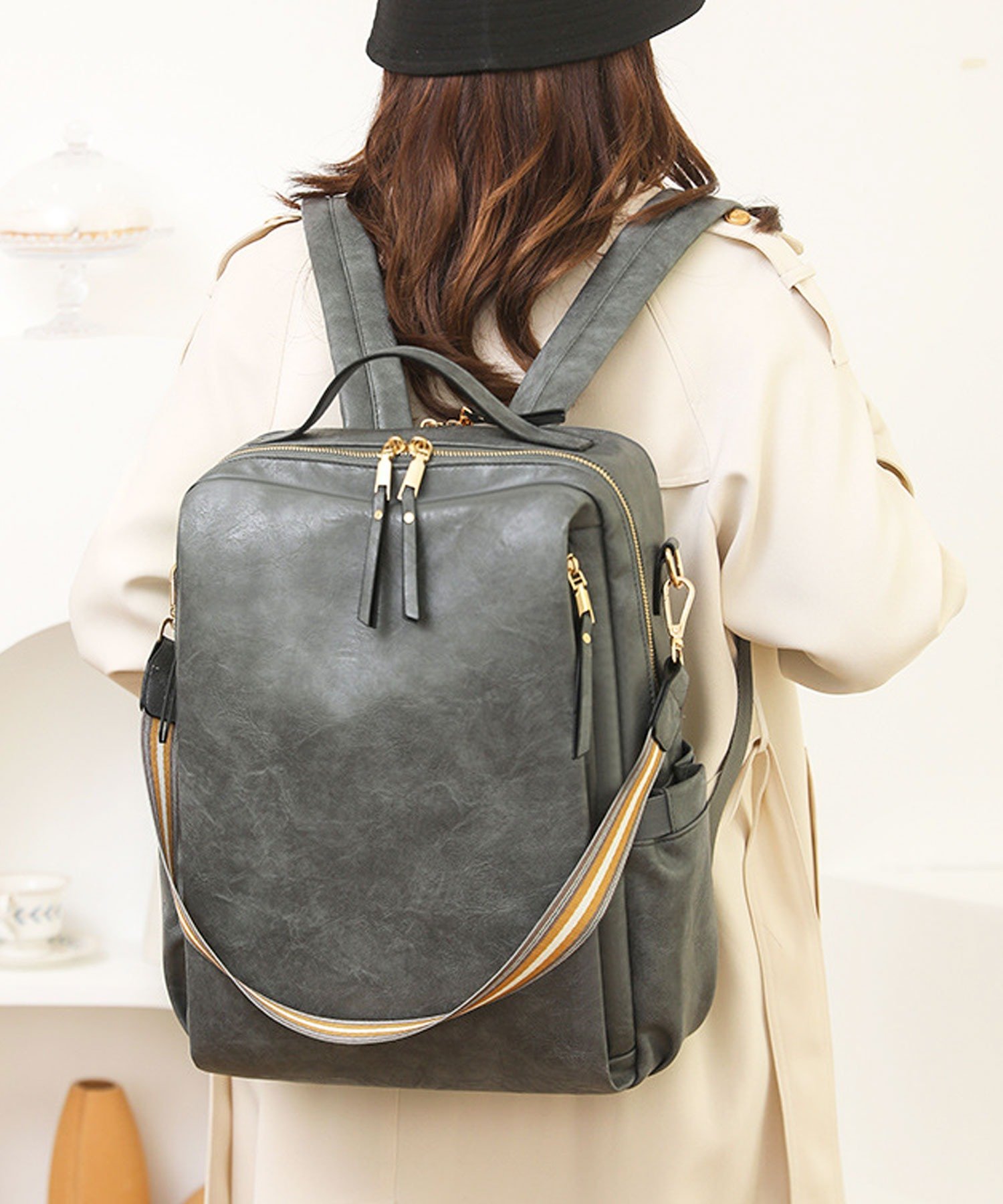 florist A4収納/撥水PU/2WAY/PUレザースクエアリュックサック/トートバッグ フローリスト バッグ リュック・バックパック ブラウン ブラック ホワイト グレー【送料無料】