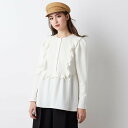 【SALE／10 OFF】Audie a Muses パワーショルダーペプラムブラウス ローズティアラ トップス シャツ ブラウス ホワイト ブラック【送料無料】