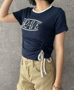 WEGO LADY'S サイドギャザーバイカラーT ウィゴー トップス カットソー・Tシャツ ホワイト ネイビー