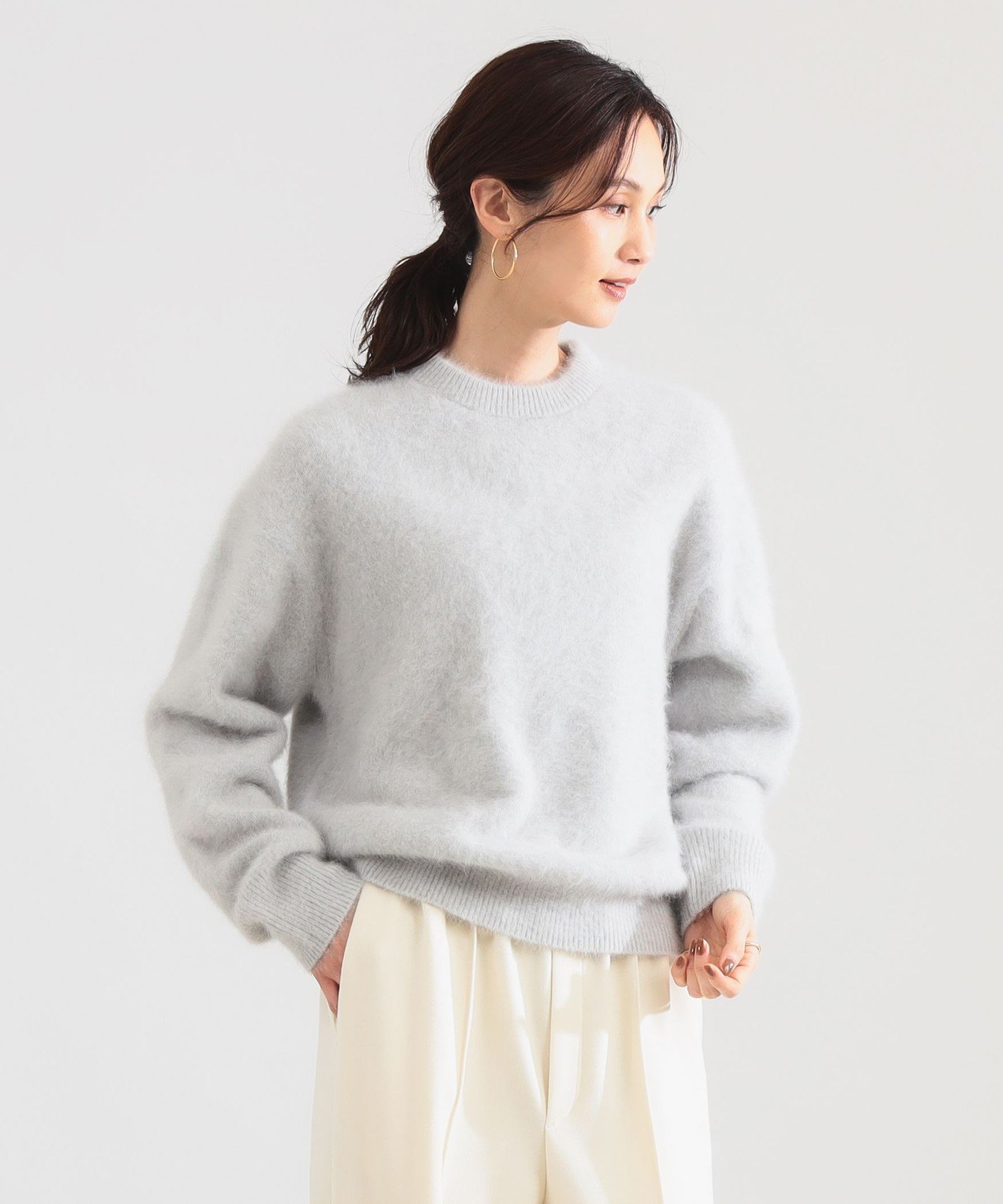 Demi-Luxe BEAMS ヤク フォックス ロングスリーブ プルオーバーニット デミルクス ビームス トップス ニット ベージュ ピンク グレー【送料無料】