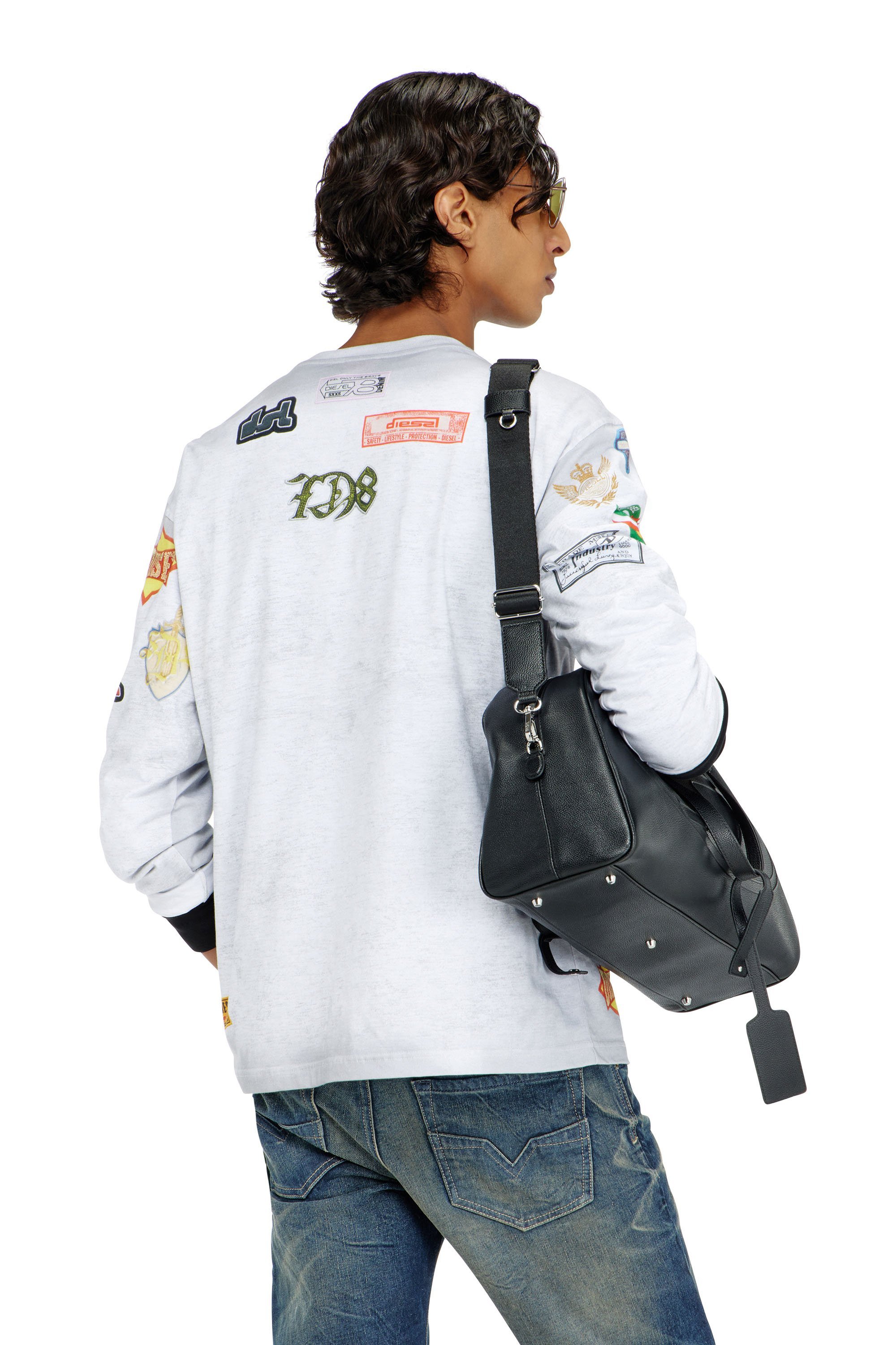メンズ 長袖Tシャツ T-NORME-LS-PATCHES ディーゼル トップス カットソー・Tシャツ ホワイト レッド