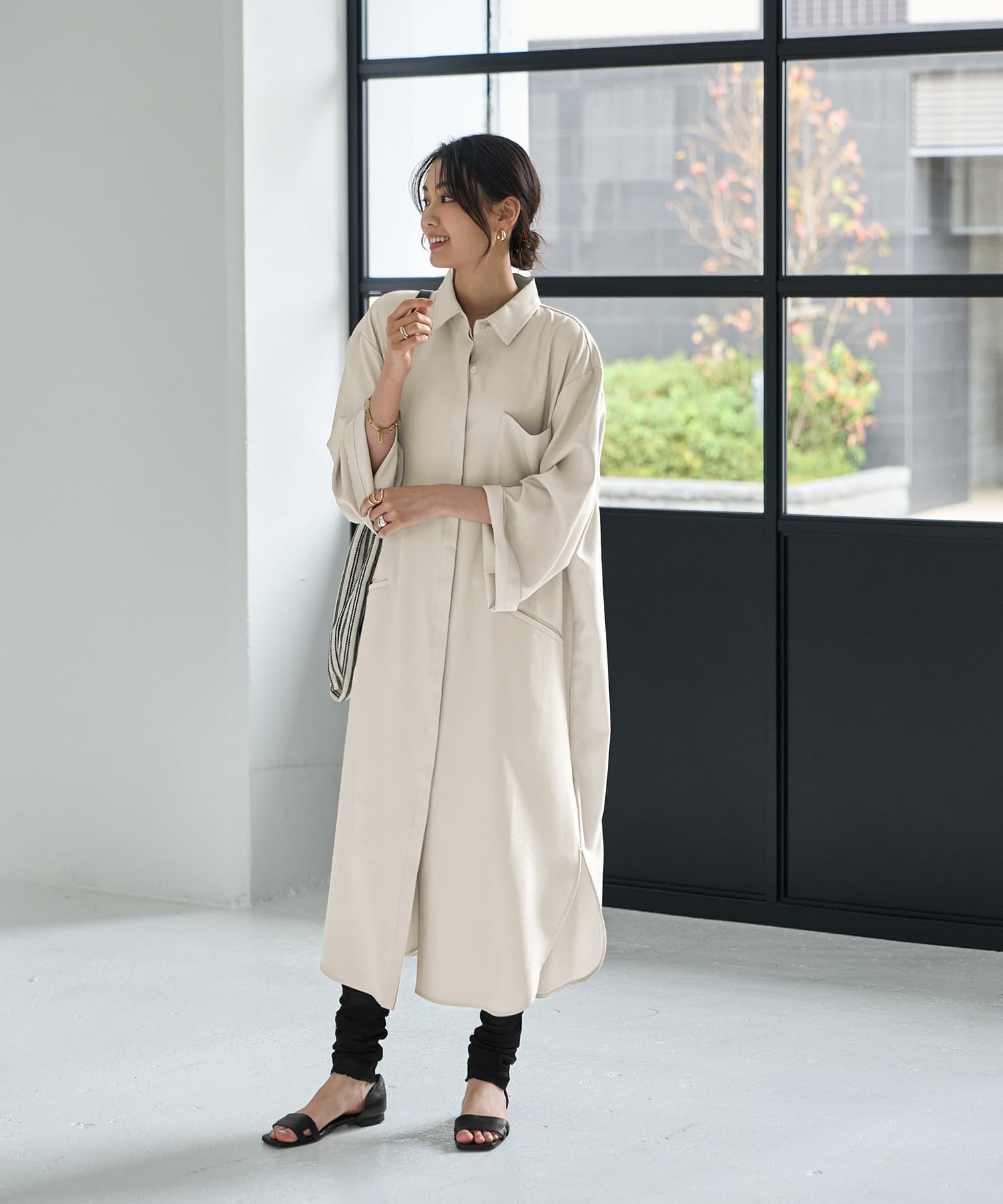STYLE DELI 【LUXE】さらさら落ち感ワイドスリーブワンピース スタイルデリ ワンピース・ドレス ワンピース ネイビー パープル グレー【送料無料】