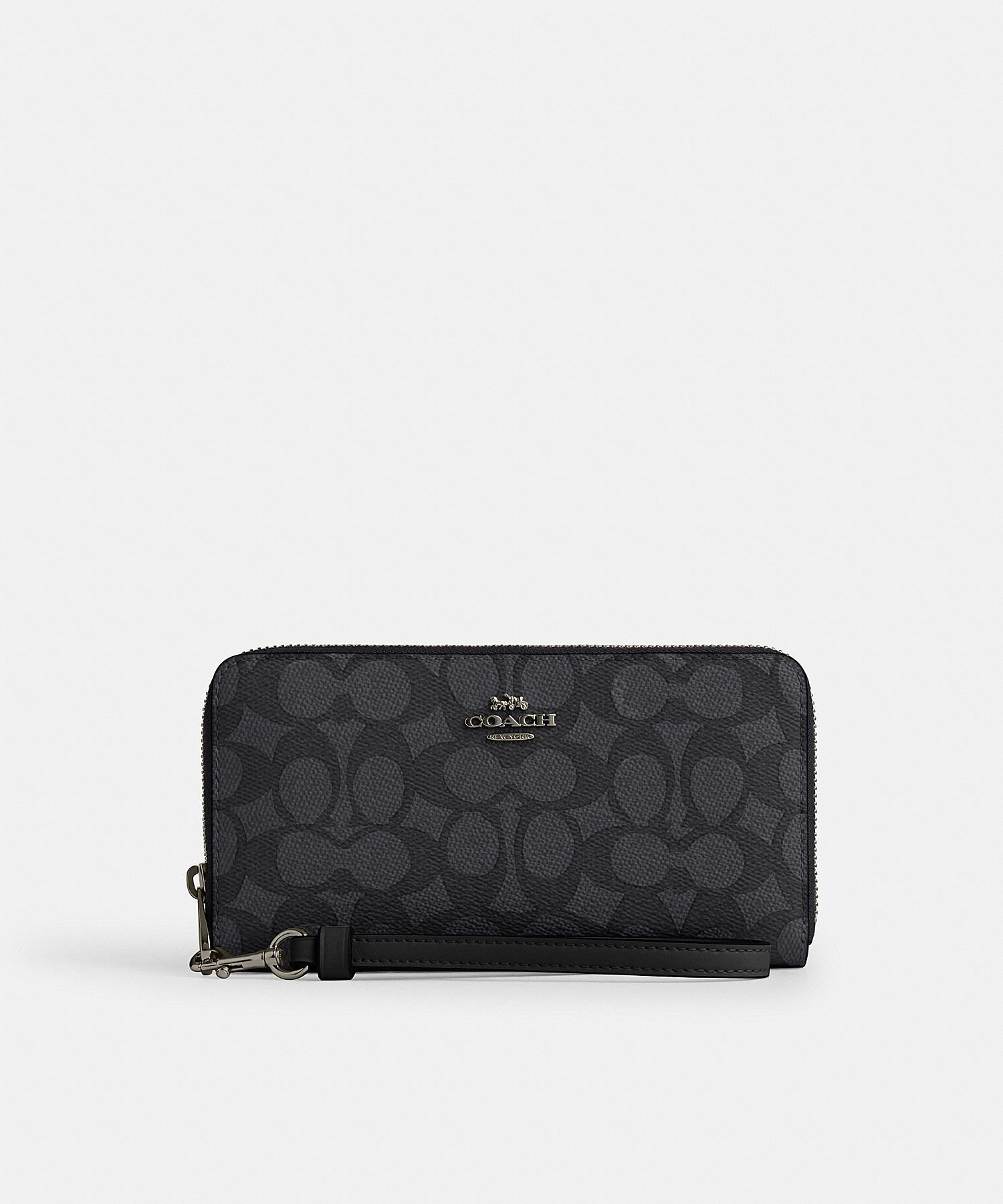 【SALE／62%OFF】COACH OUTLET 【公式】ロング ジップ アラウンド ウォレット・シグネチャー キャンバス コーチ　アウトレット 財布・ポーチ・ケース 財布 ブラック【送料無料】のサムネイル
