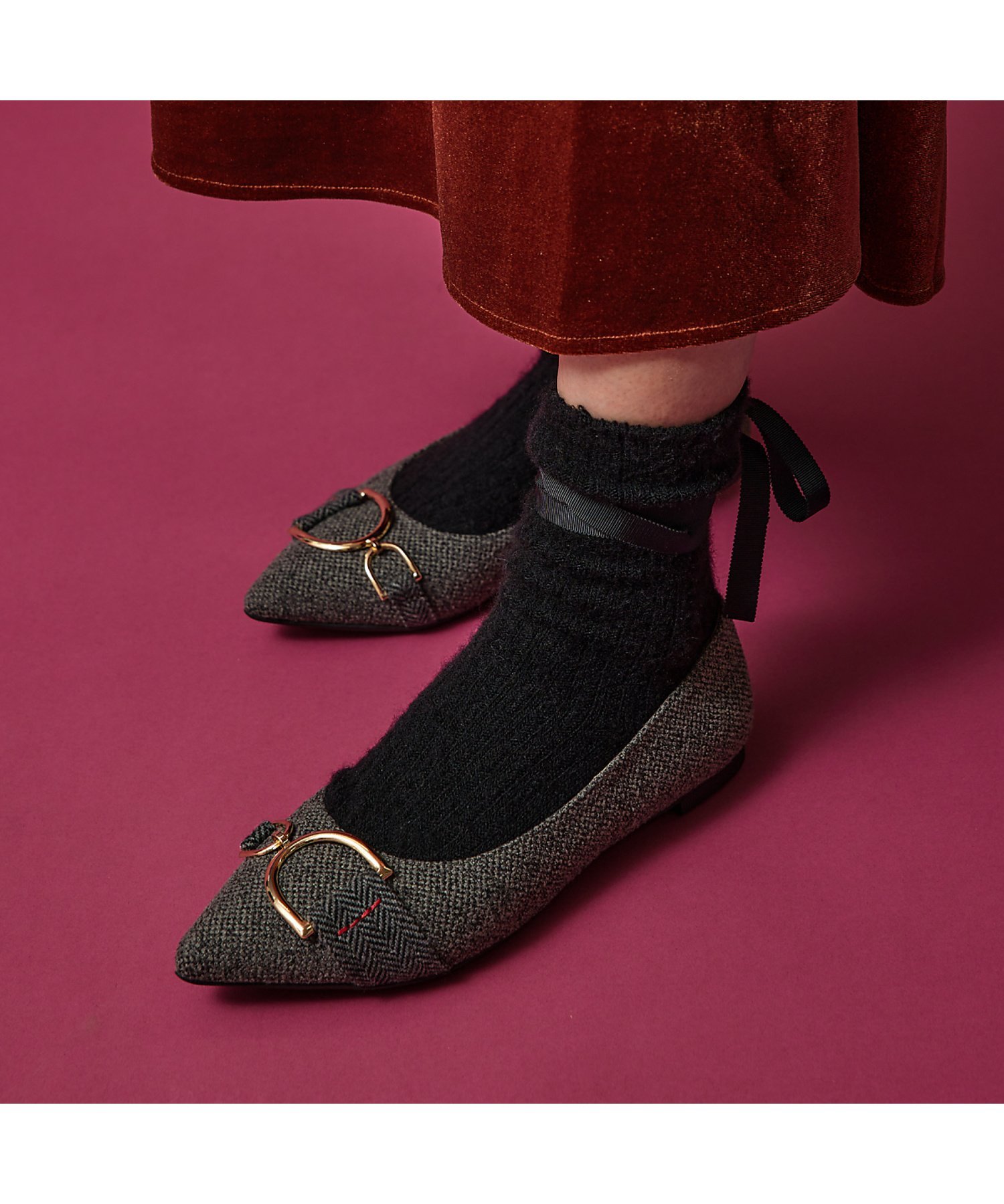 【SALE／30%OFF】Au BANNISTER ●FAKUI リボンソックス(起毛) オゥ・バニスター シューズ・靴 その他のシューズ・靴 ホワイト ブラック