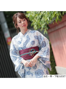 【SALE/50%OFF】ホンコンマダム 浴衣・帯・下駄3点セット