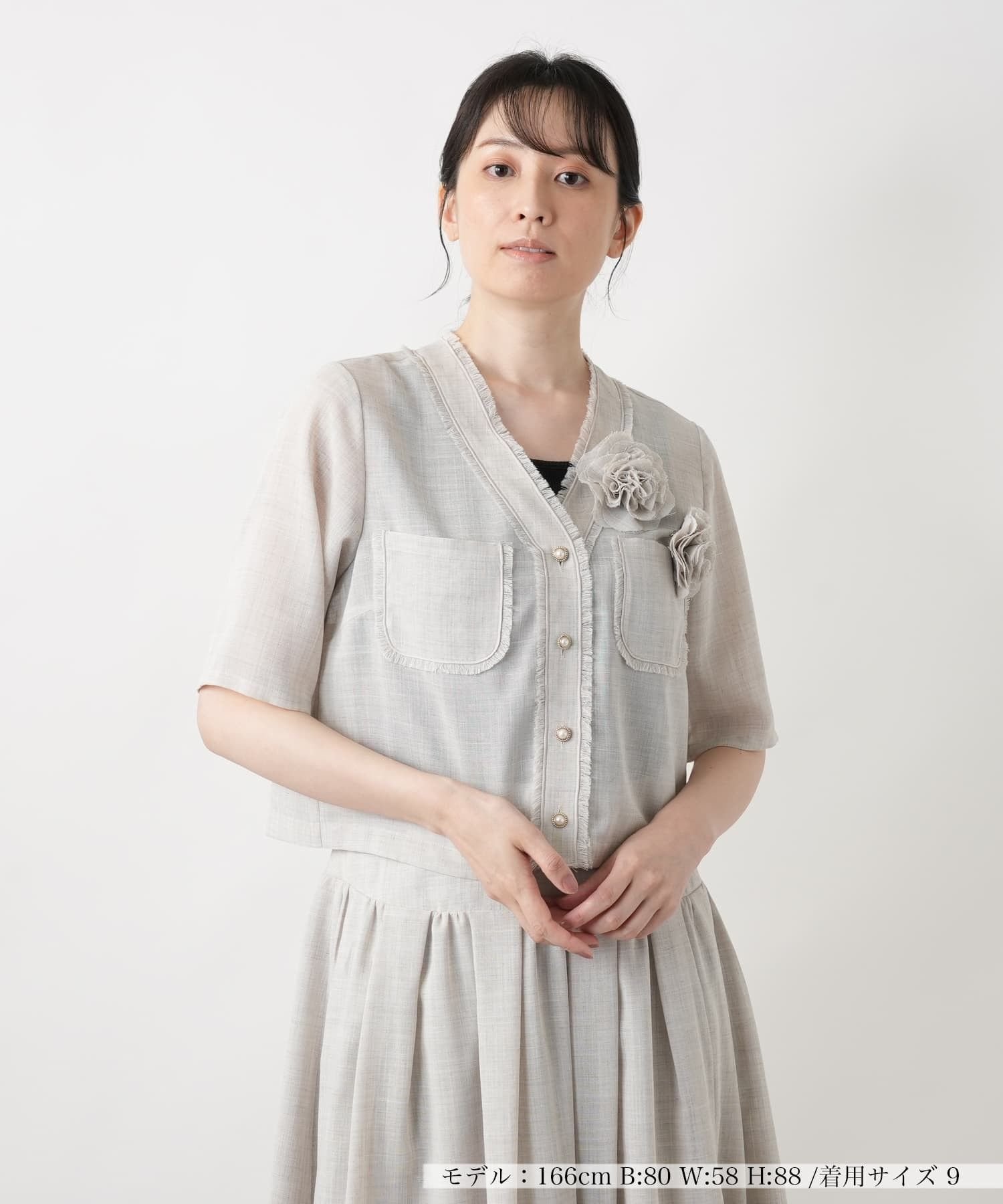 Leilian 【店舗人気】ノーカラージャケット レリアン ジャケット・アウター テーラードジャケット・ブレザー ベージュ