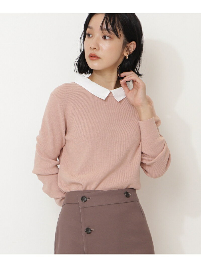 【SALE／30%OFF】NATURAL BEAUTY BASIC カラードッキングニット ナチュラルビューティベーシック トップス ニット ネイビー ピンク【送料無料】のサムネイル