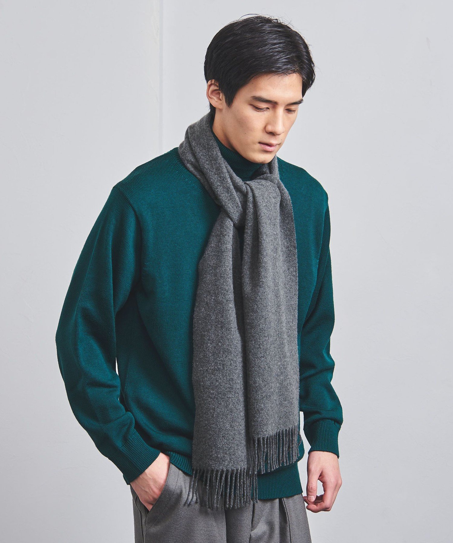 UNITED ARROWS 【別注】＜JOHNSTONS＞ 2プライ マフラー ユナイテッドアローズ ファッション雑貨 マフラー ストール ネックウォーマー グレー ブラック オレンジ【送料無料】