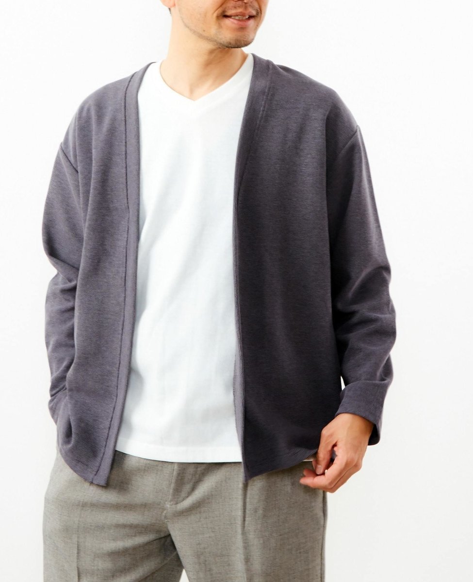 MEN'S MELROSE 【MASTER FRAME/マスターフレーム】Wフェイスカノコ着流しカーディガン+VネックTシャツ メンズメルローズ トップス カー...